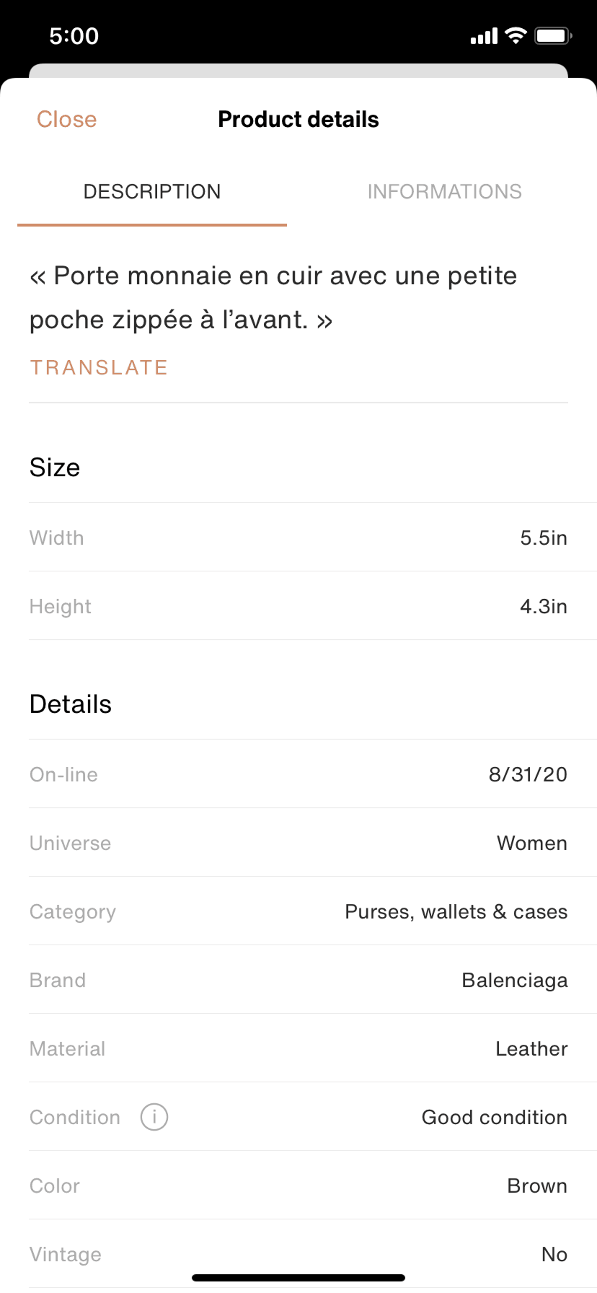 Vestiaire Collective iOS Shopping interface screenshot 20