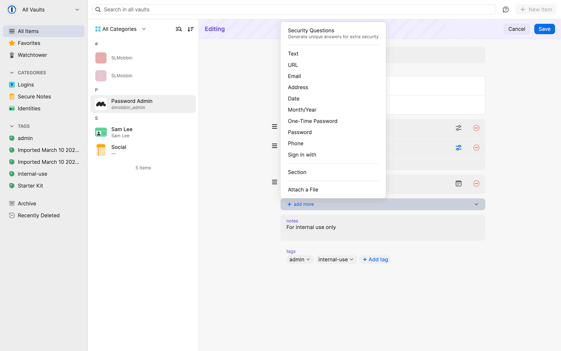 1Password Web Productivity interface screenshot 9