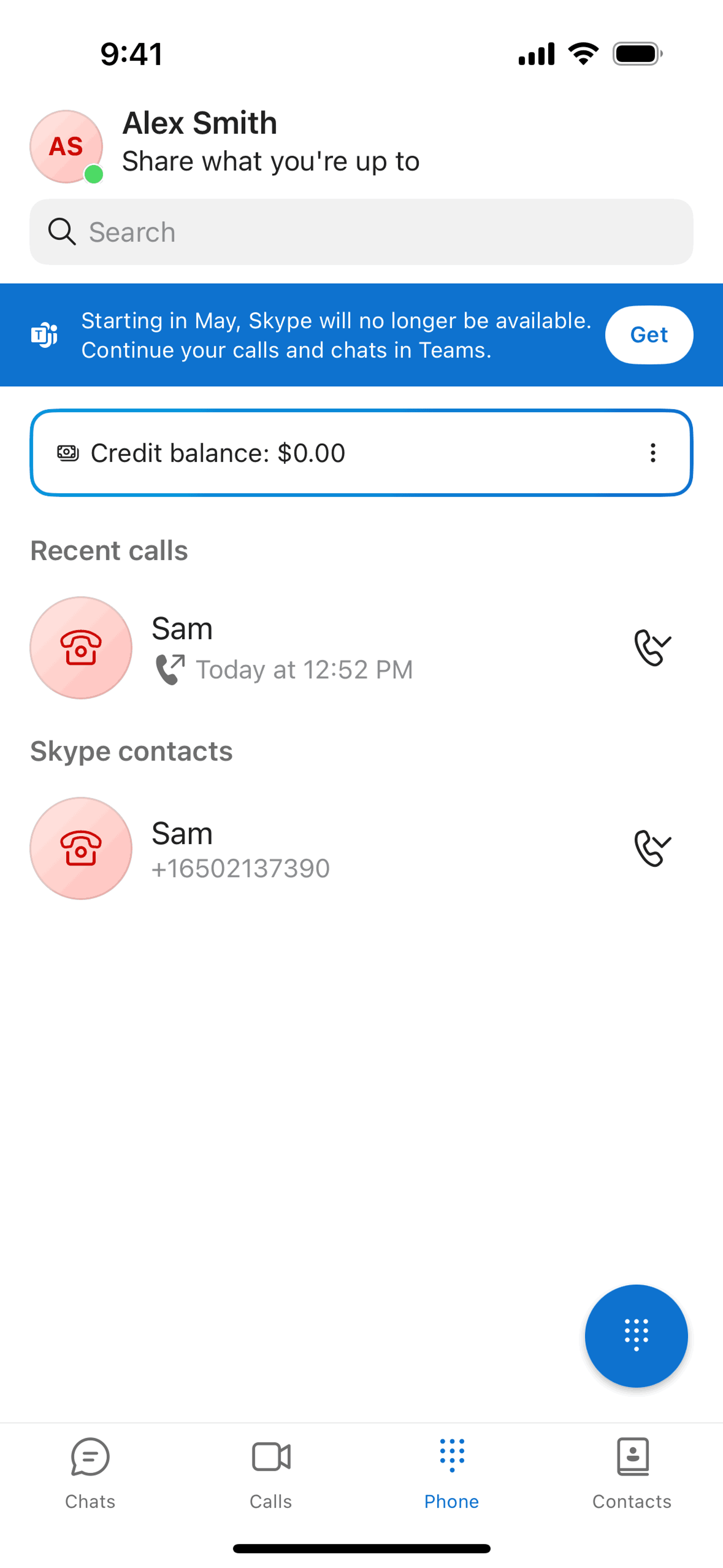 Skype iOS Communication interface screenshot 9