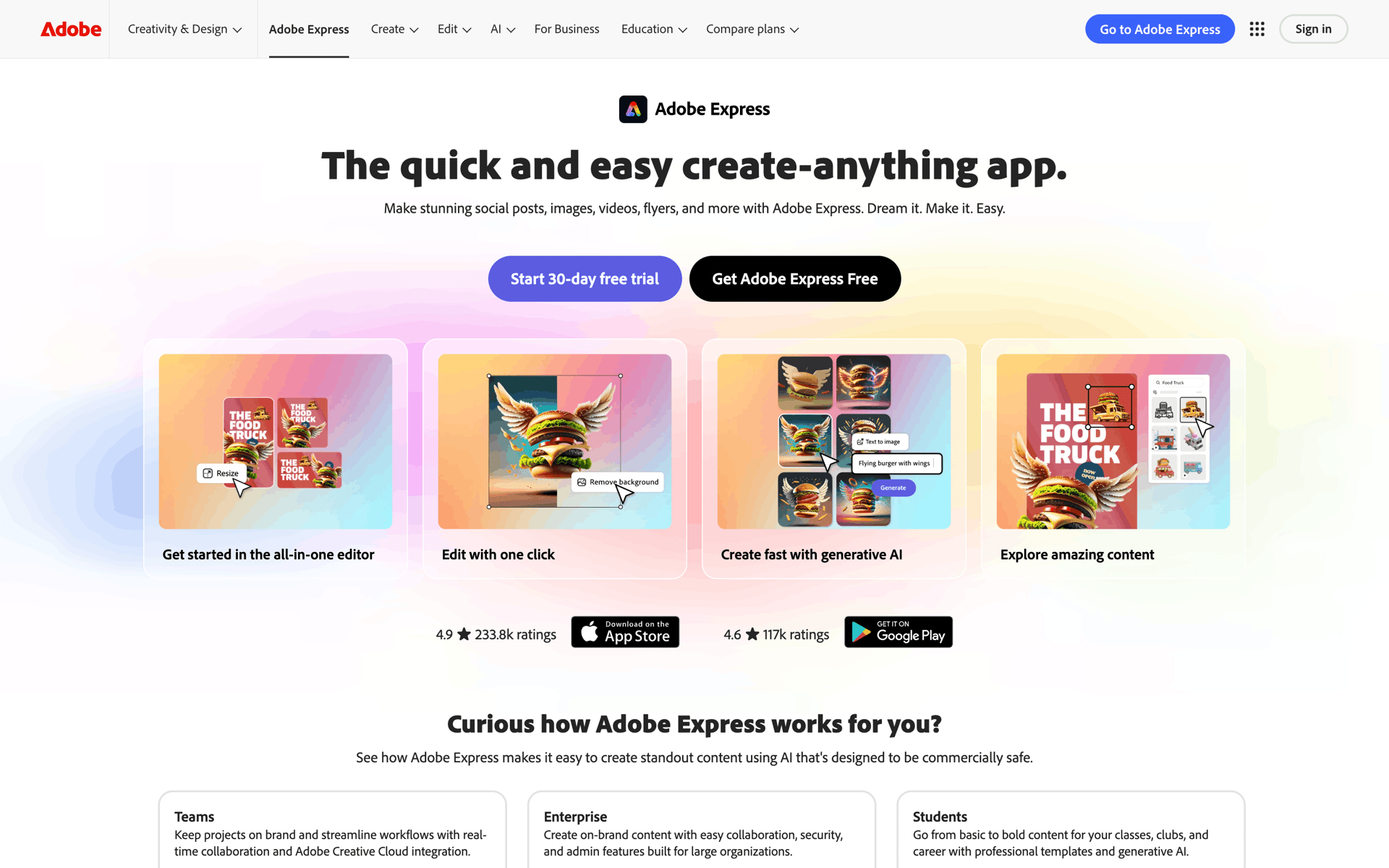 Adobe Express Web AI interface screenshot 1