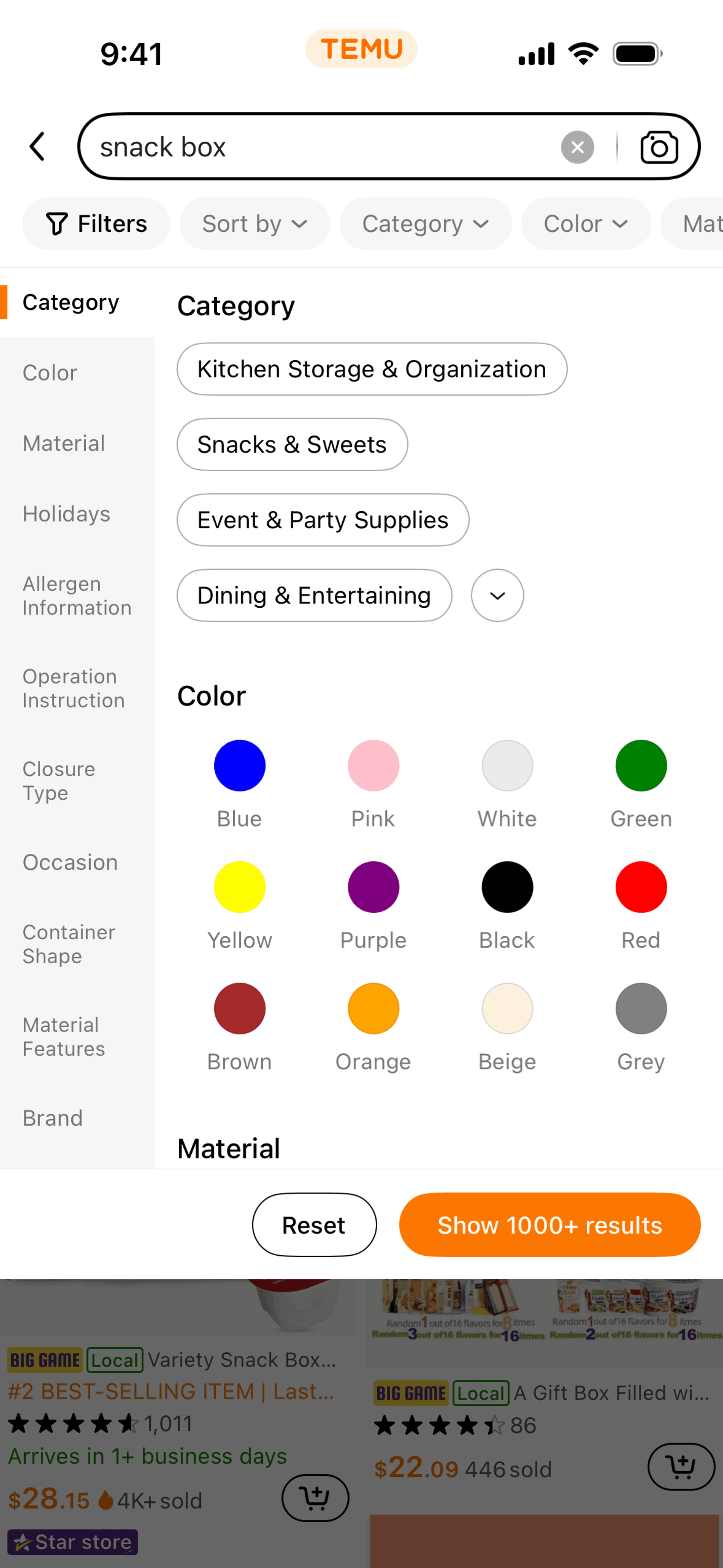 Temu iOS Shopping interface screenshot 17