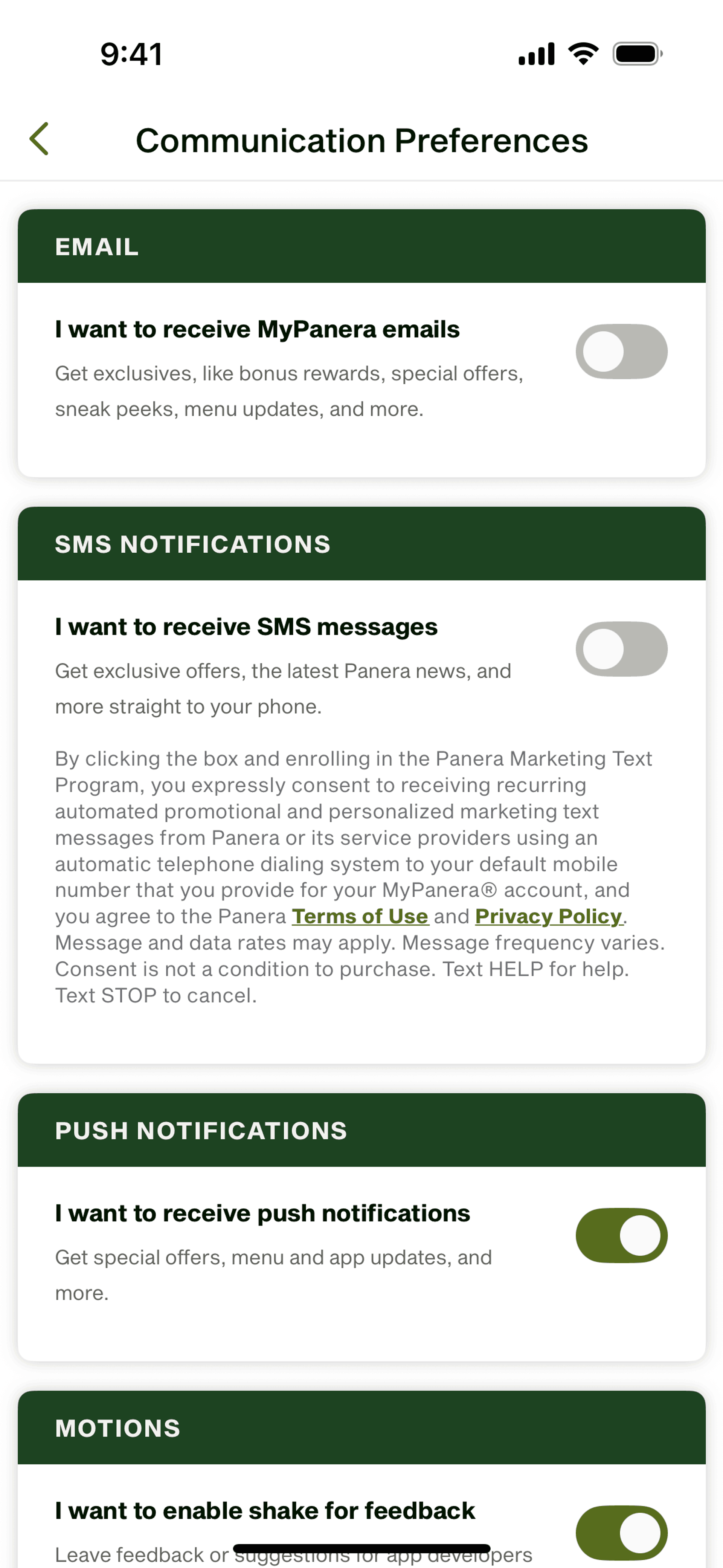 Panera Bread iOS Food & Drink interface screenshot 19