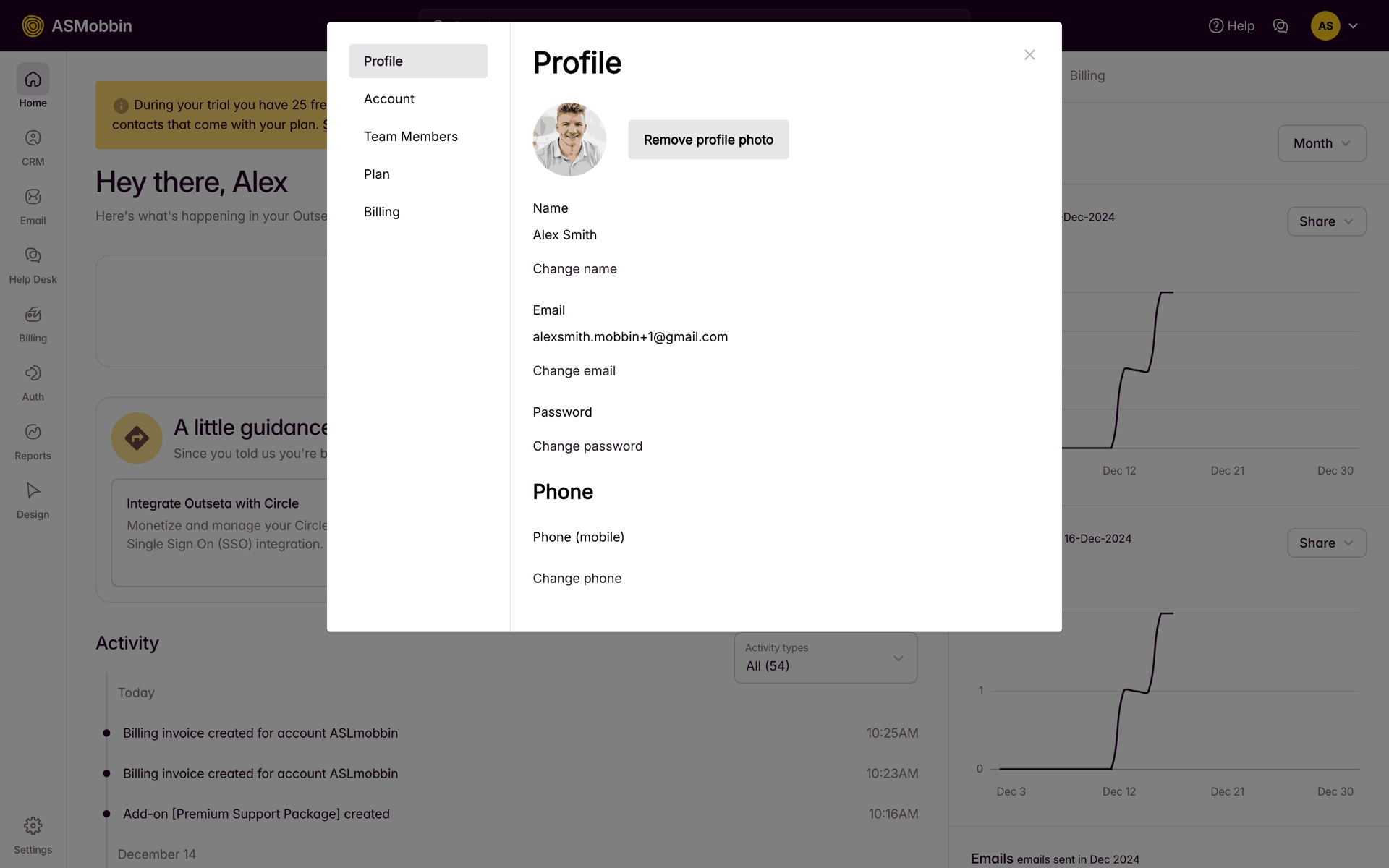 Outseta Web Business interface screenshot 3