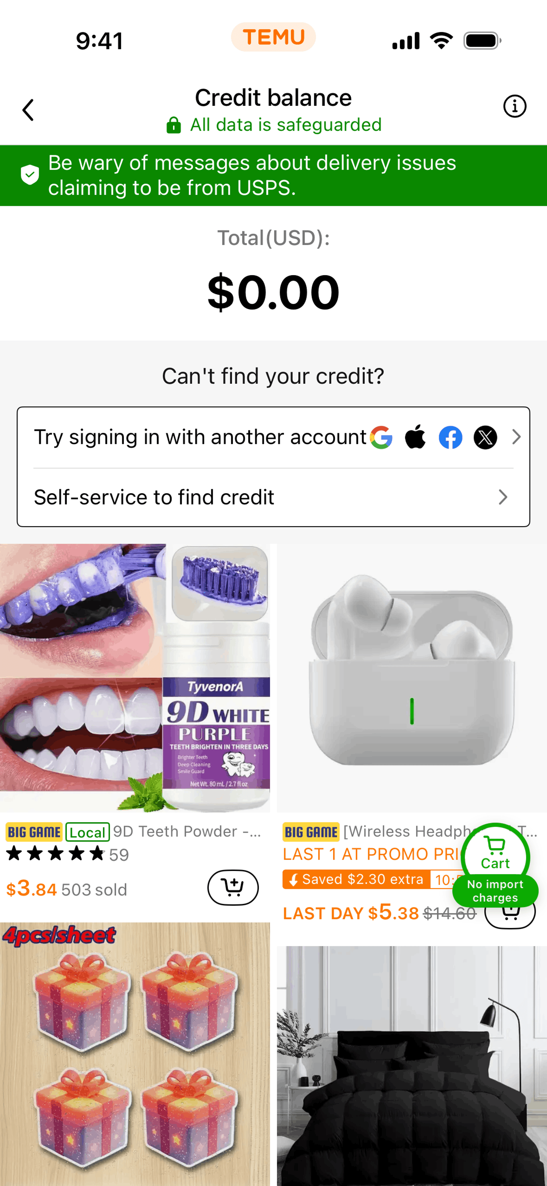 Temu iOS Shopping interface screenshot 24