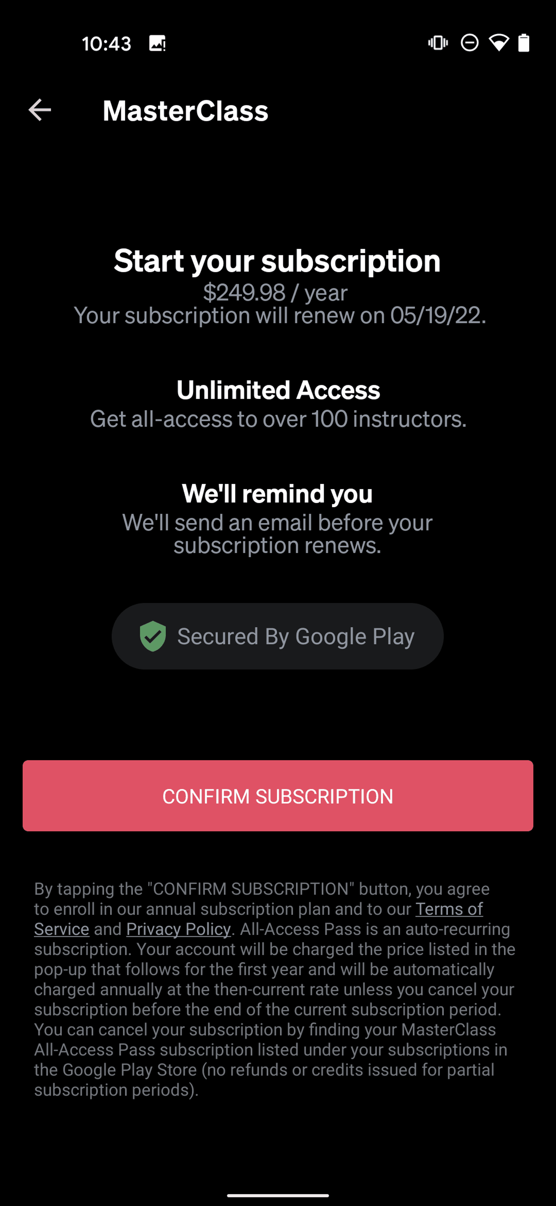 MasterClass Android Education interface screenshot 11
