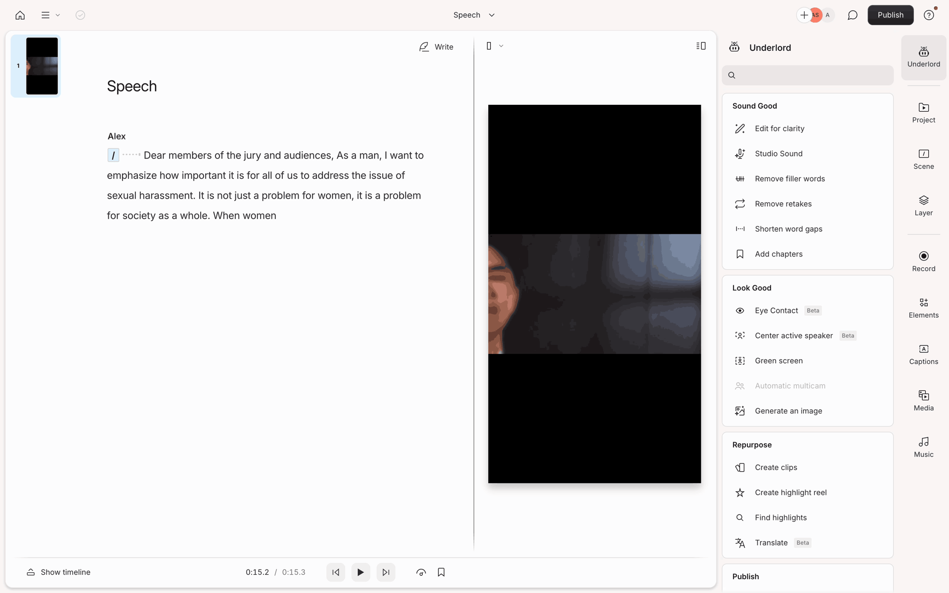 Descript Web Photo & Video interface screenshot 7