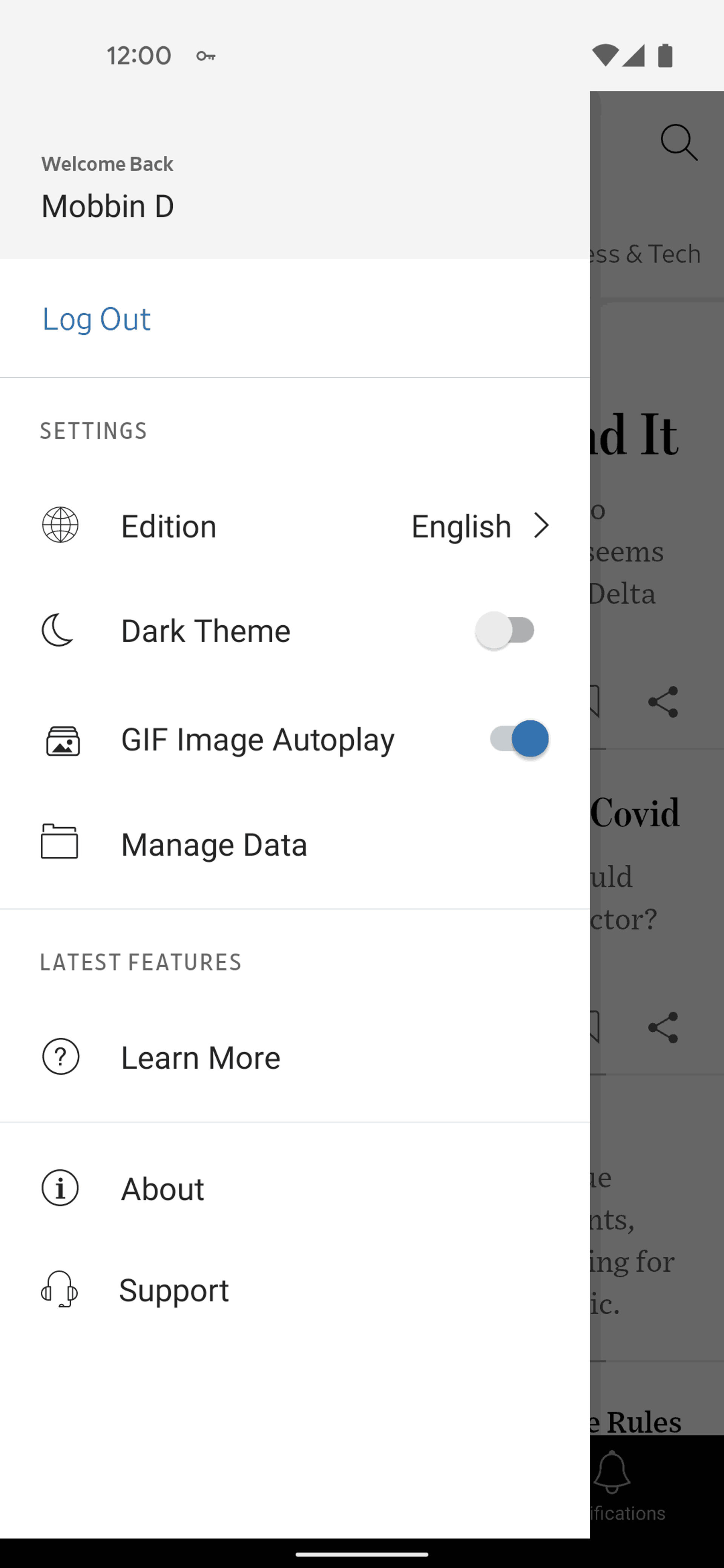 The Wall Street Journal Android News interface screenshot 10
