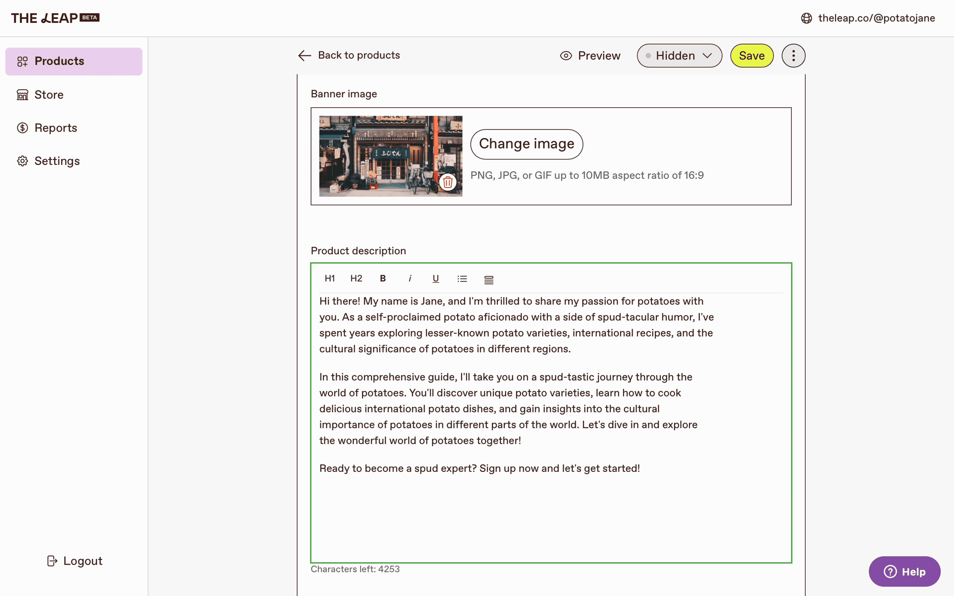 The Leap Web Business interface screenshot 15