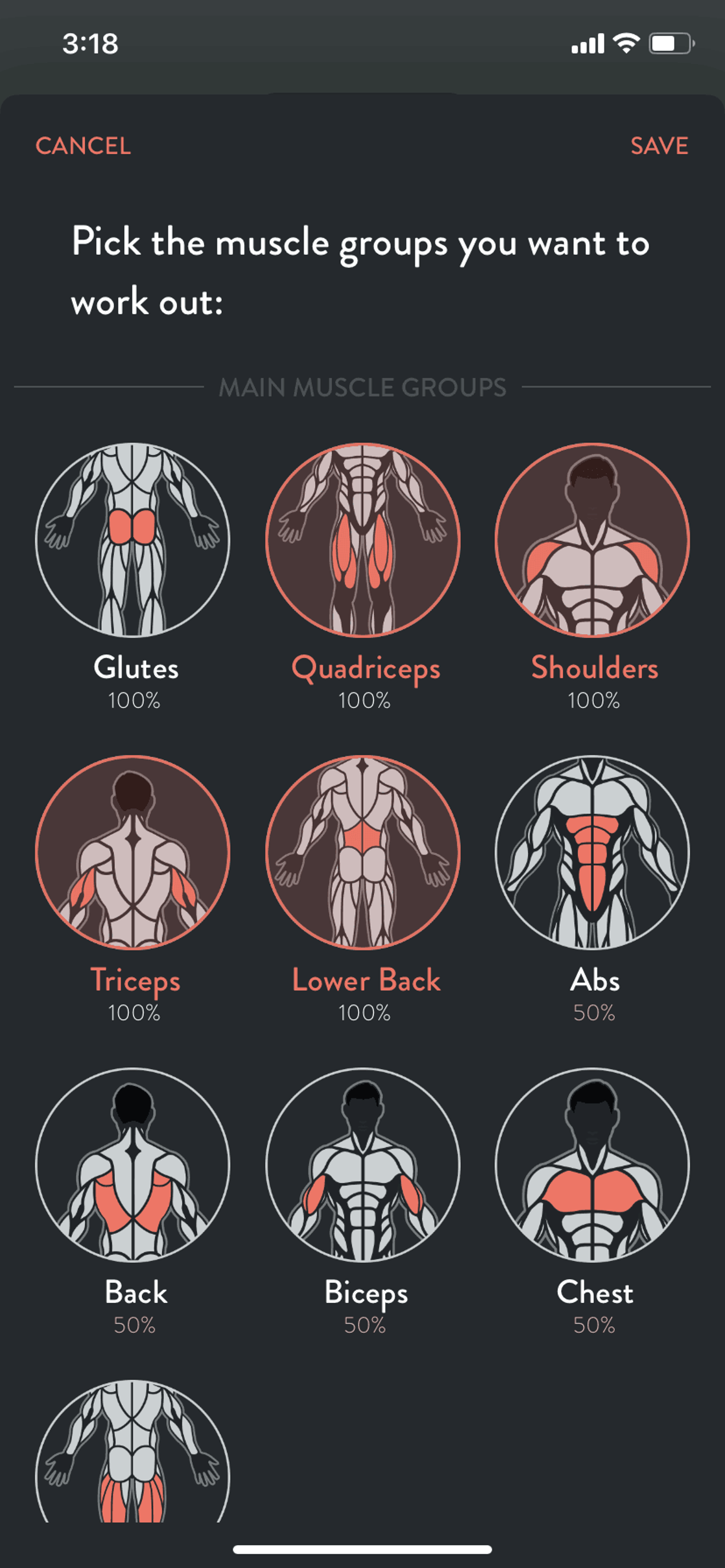 Fitbod iOS Health & Fitness interface screenshot 24