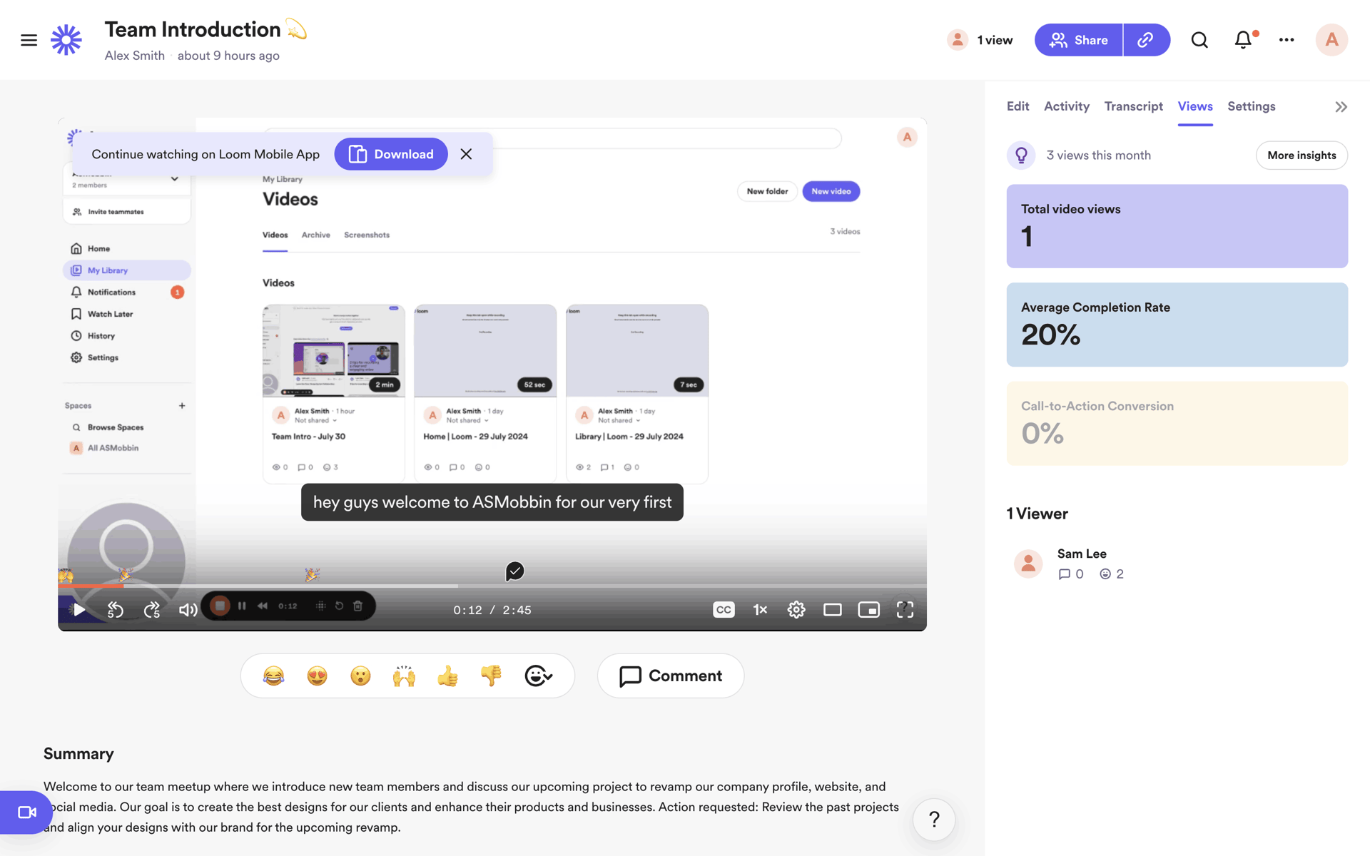 Loom Web Photo & Video interface screenshot 24