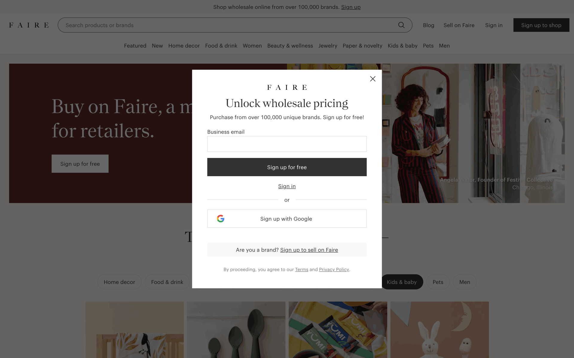 Faire Web Business interface screenshot 3