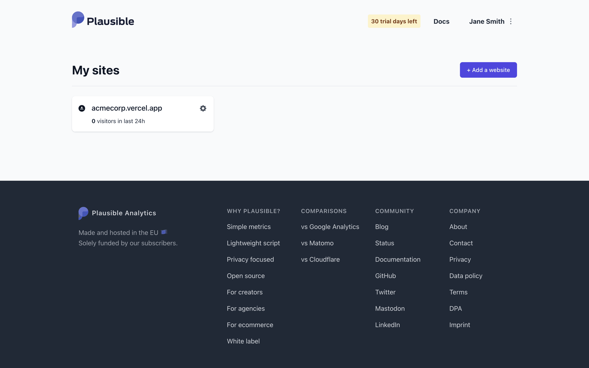 Plausible Analytics Web Business interface screenshot 15