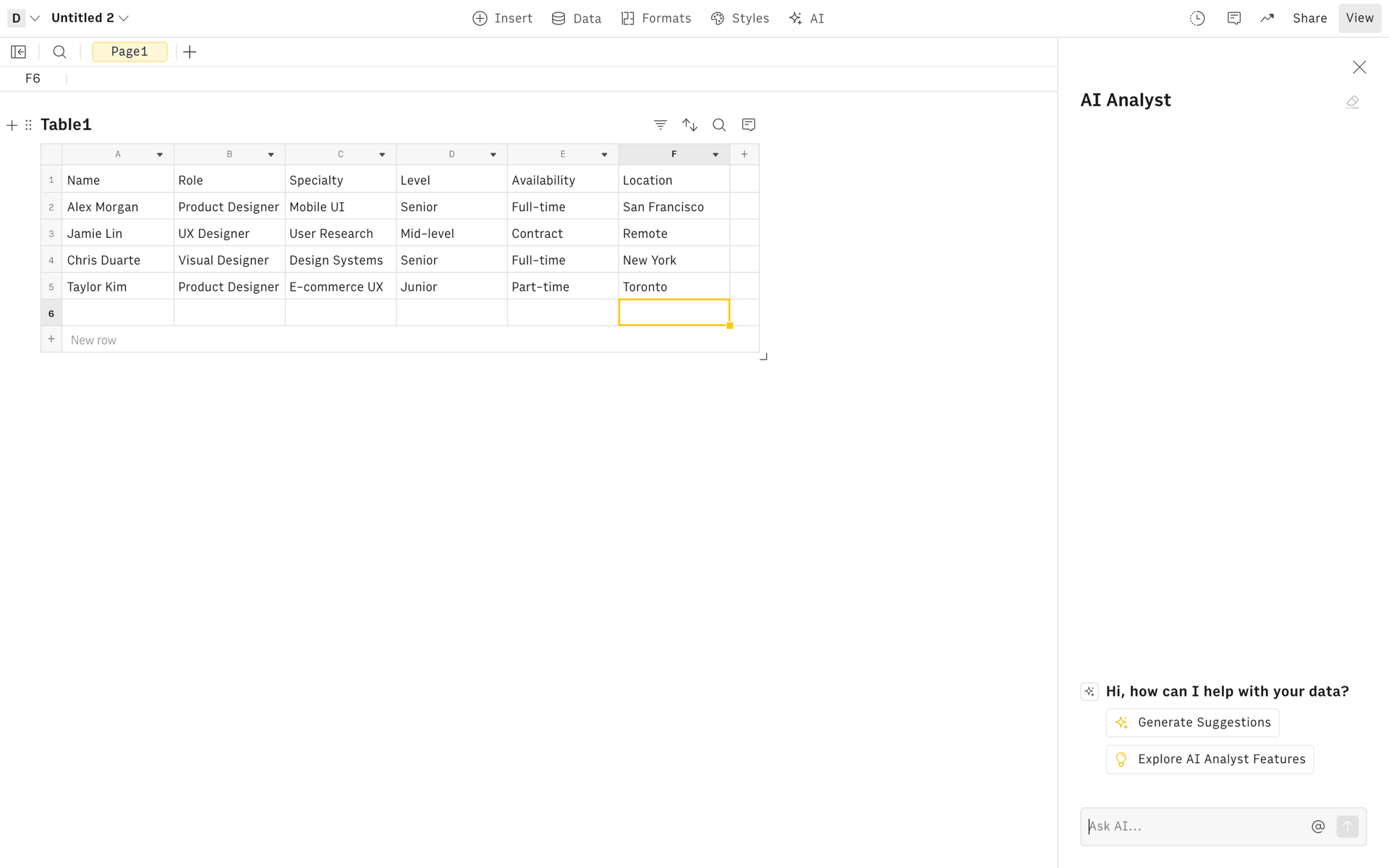 Rows Web AI interface screenshot 2