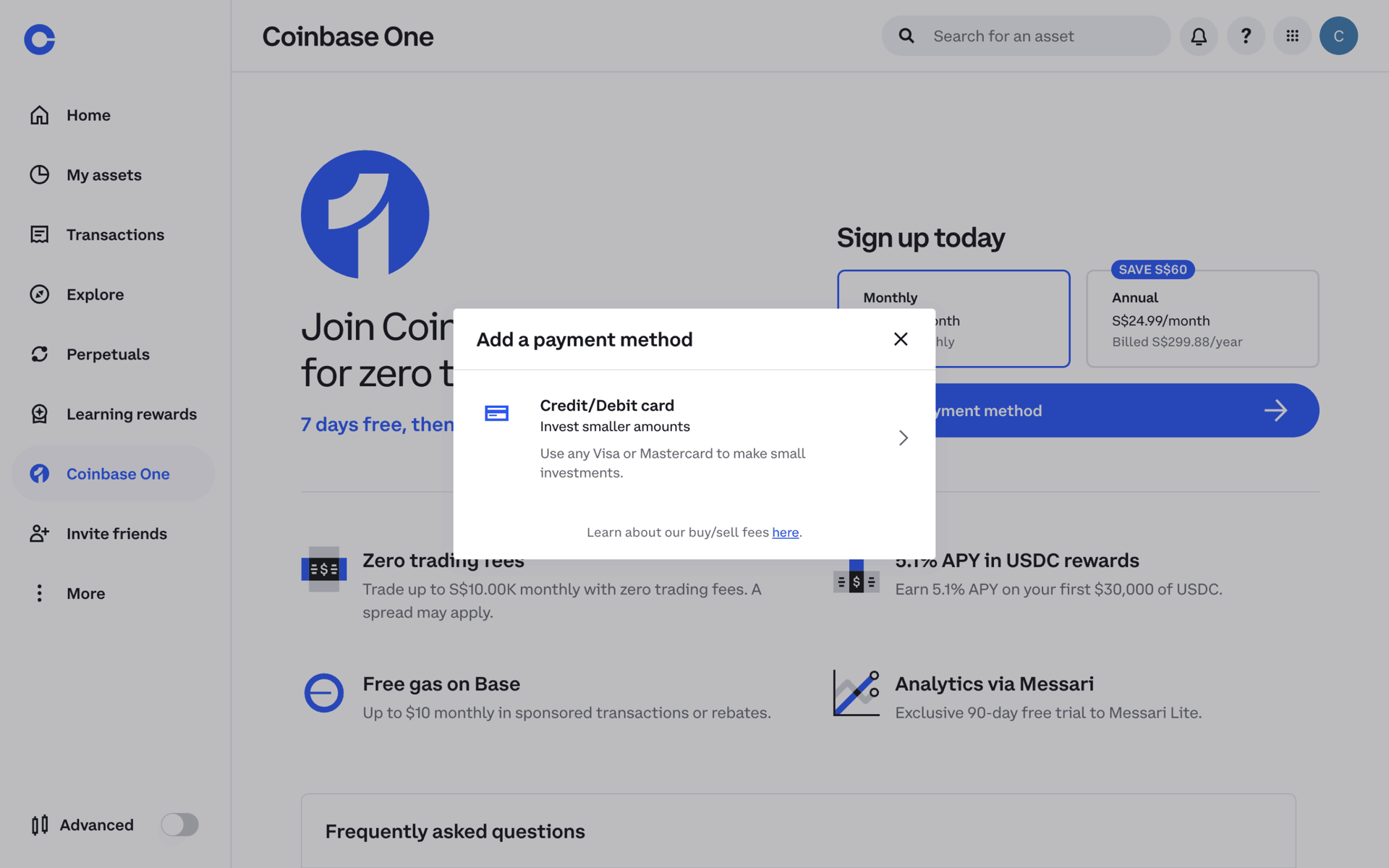 Coinbase Web Finance interface screenshot 19
