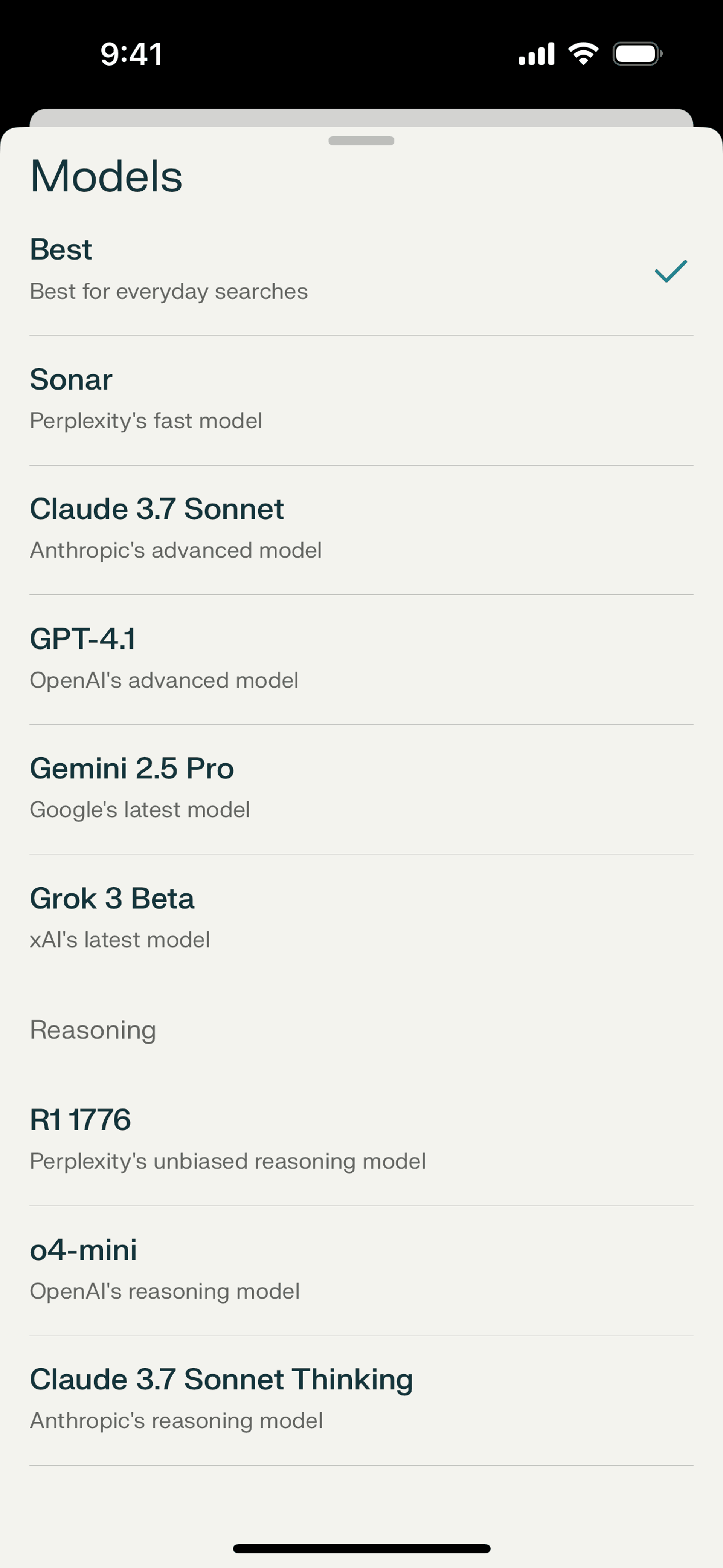 Perplexity iOS AI interface screenshot 16