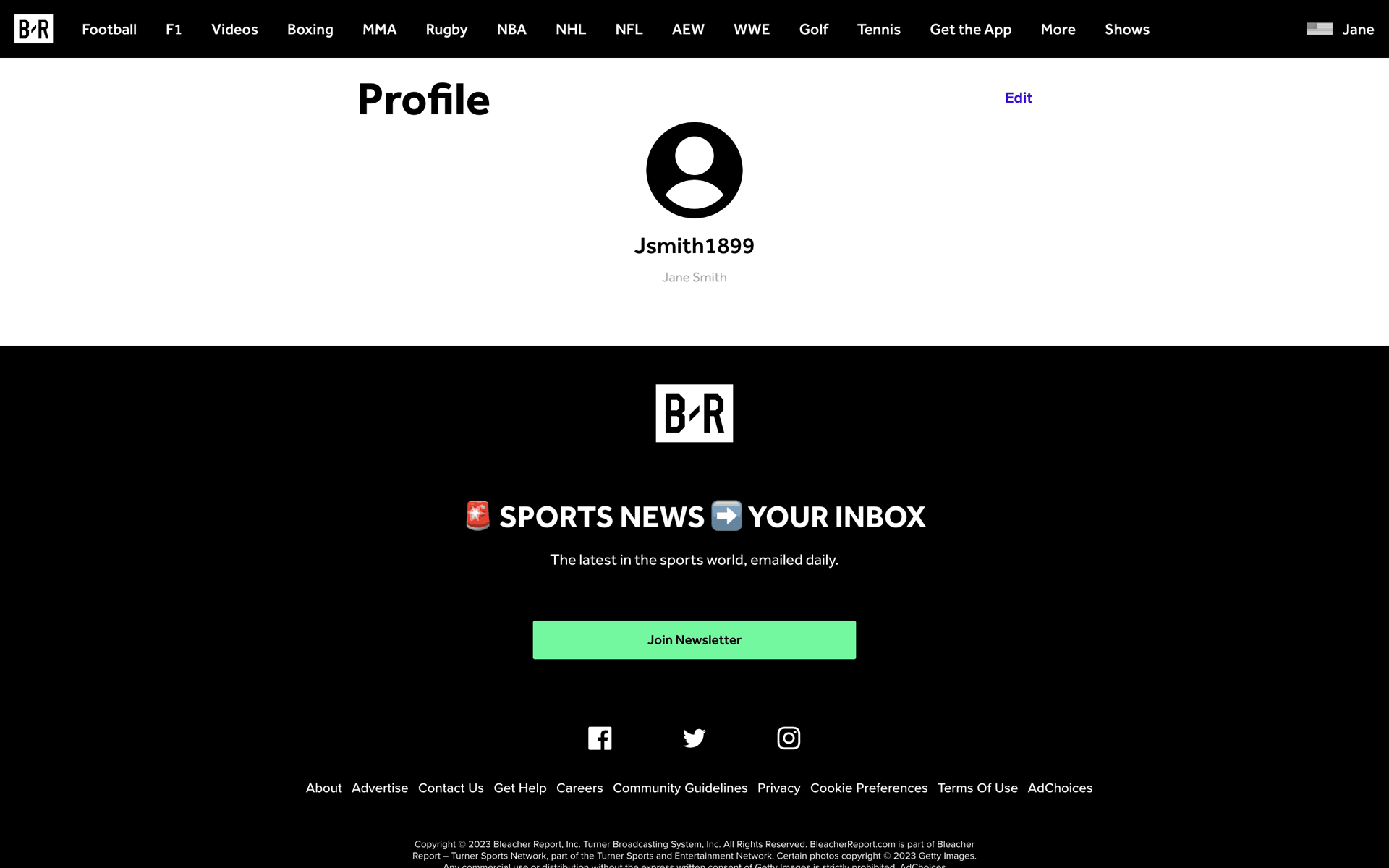 Bleacher Report Web Sports interface screenshot 12