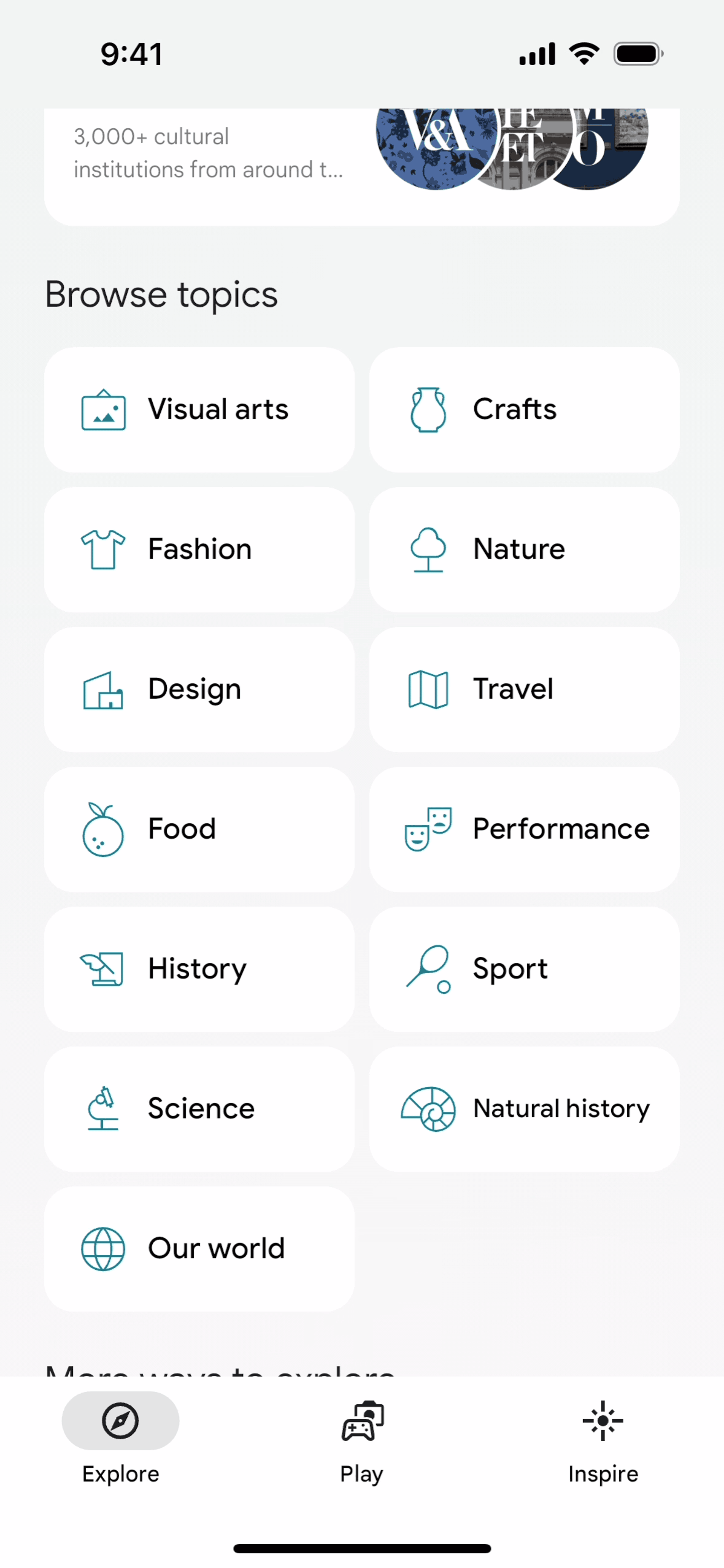 Google Arts & Culture iOS Education interface screenshot 15