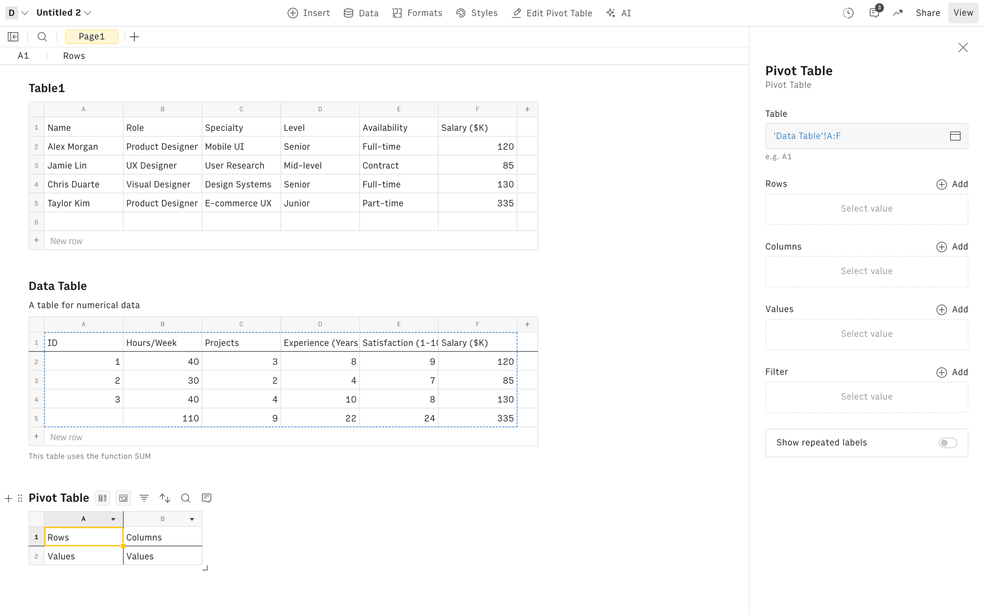 Rows Web AI interface screenshot 12