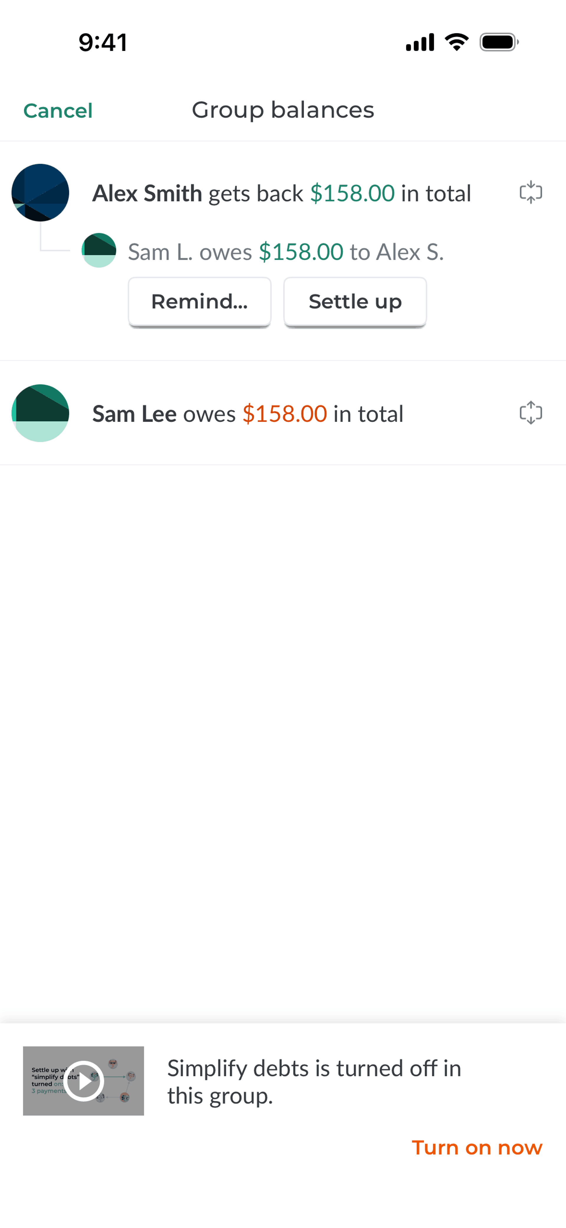 Splitwise iOS Finance interface screenshot 6