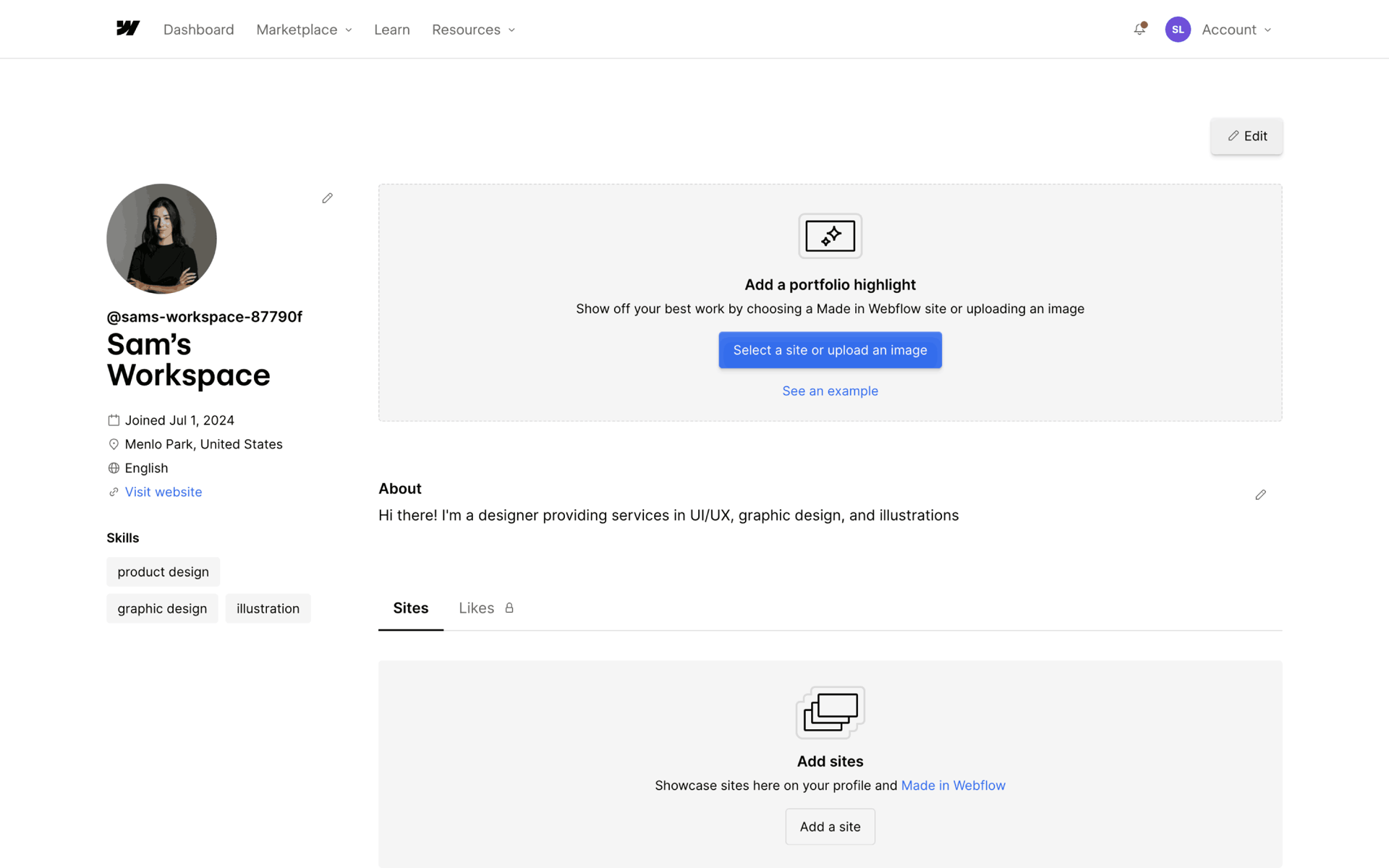 Webflow Web Productivity interface screenshot 2