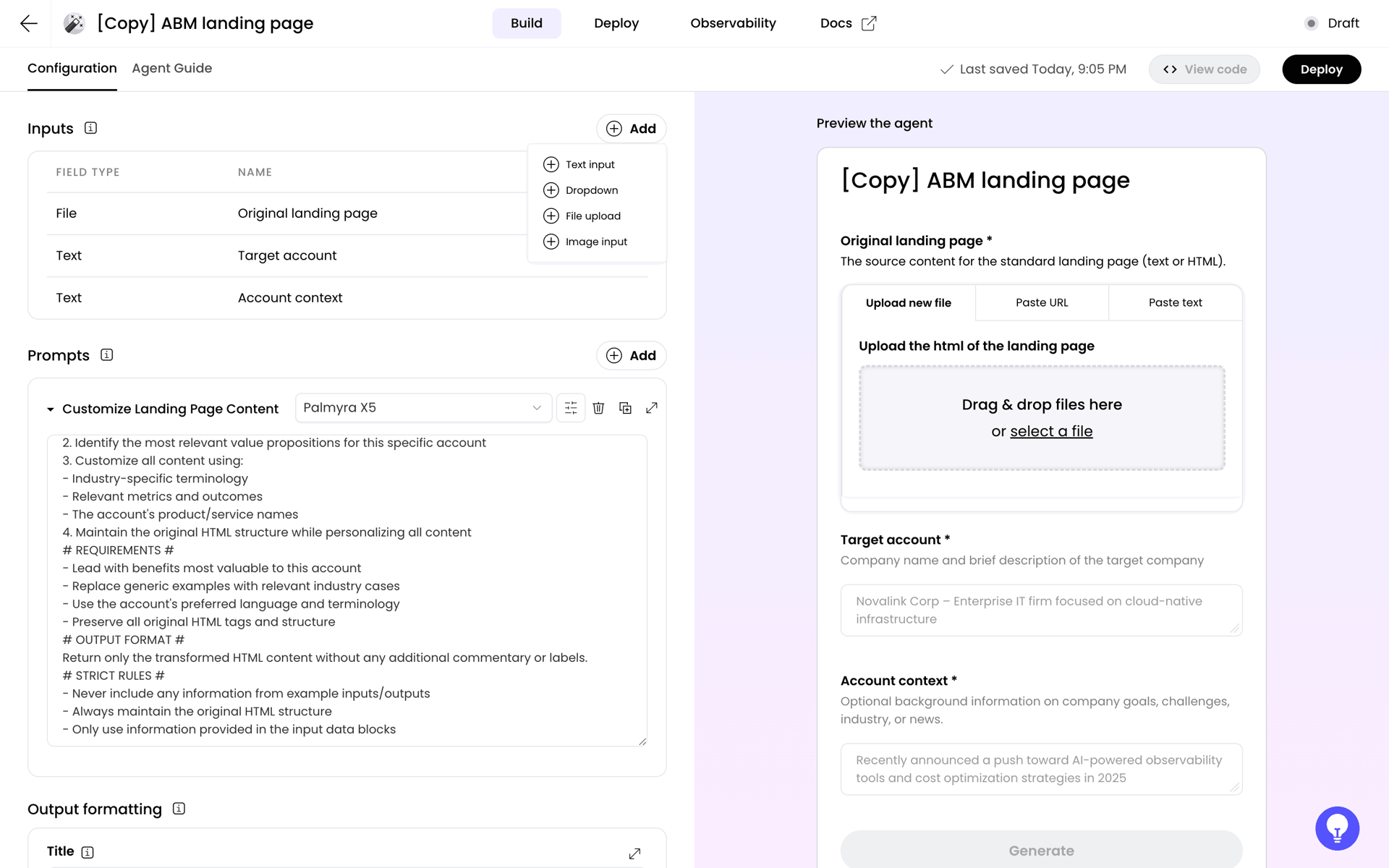 WRITER Web Business interface screenshot 6
