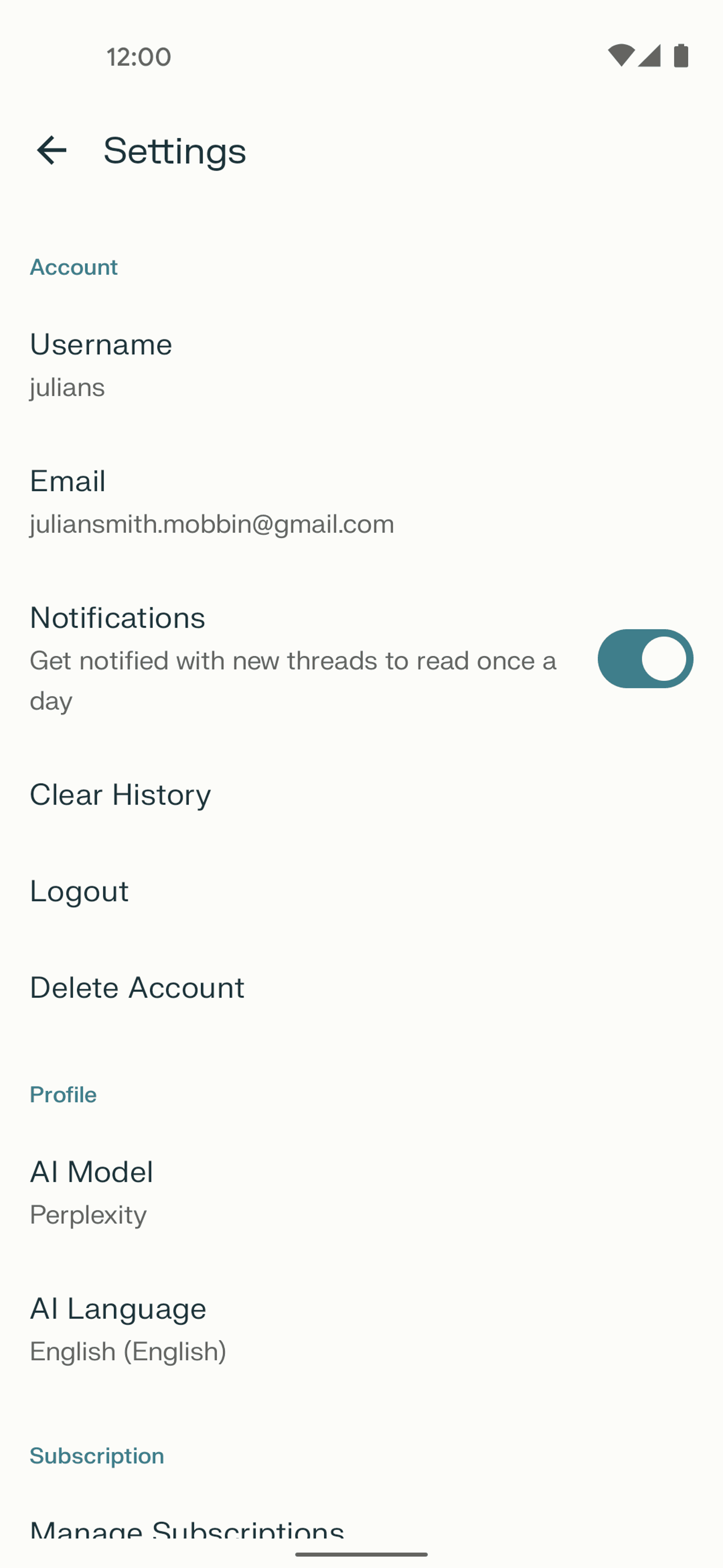 Perplexity Android AI interface screenshot 16