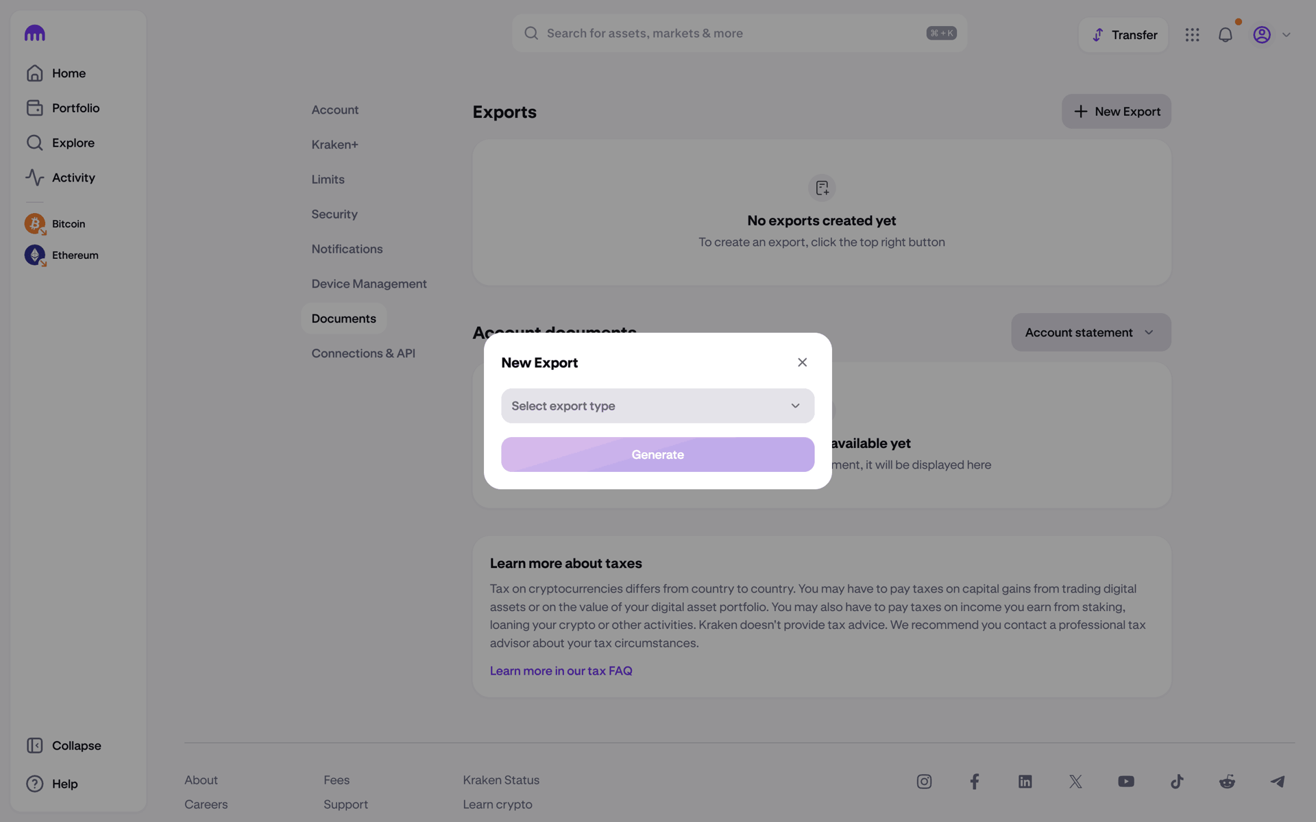Kraken Web Finance interface screenshot 18