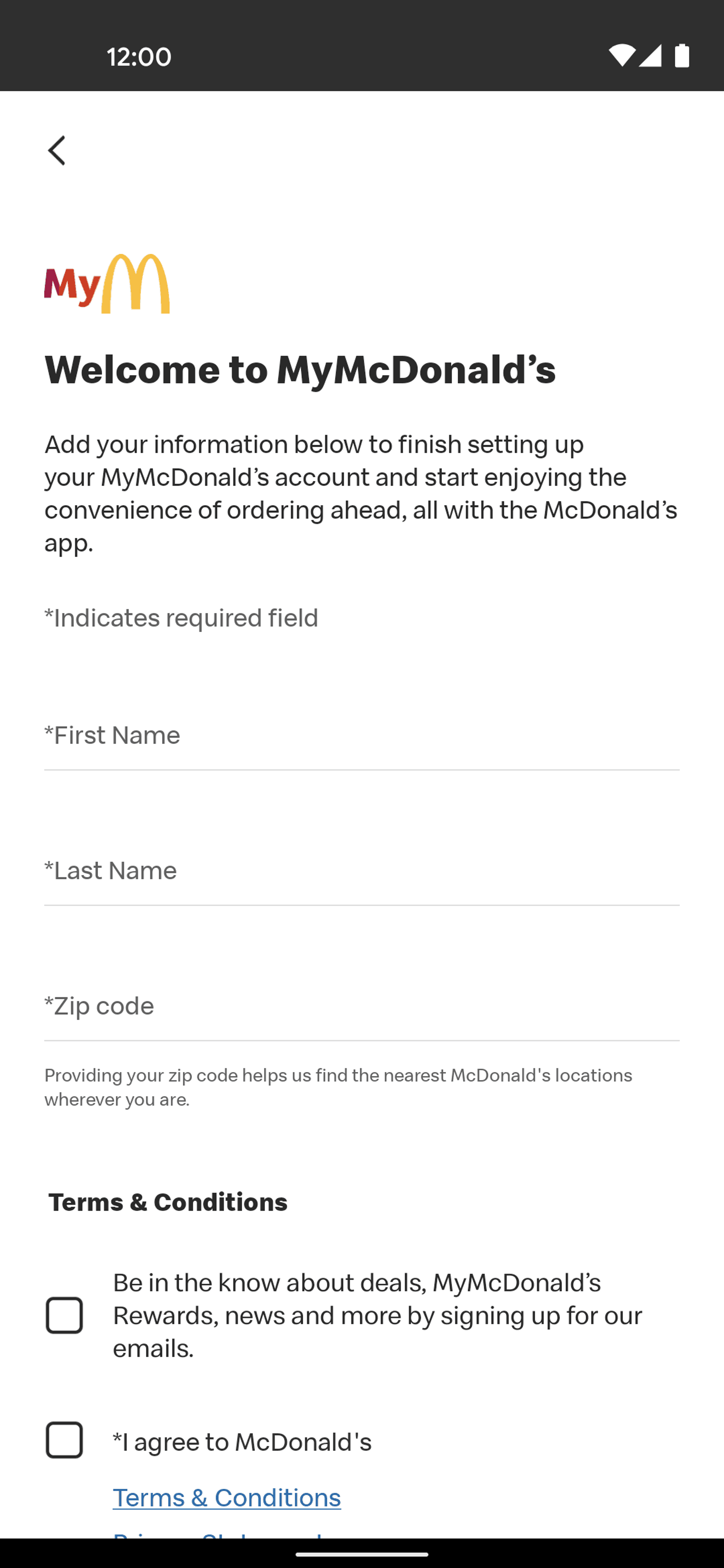McDonald's Android Food & Drink interface screenshot 6