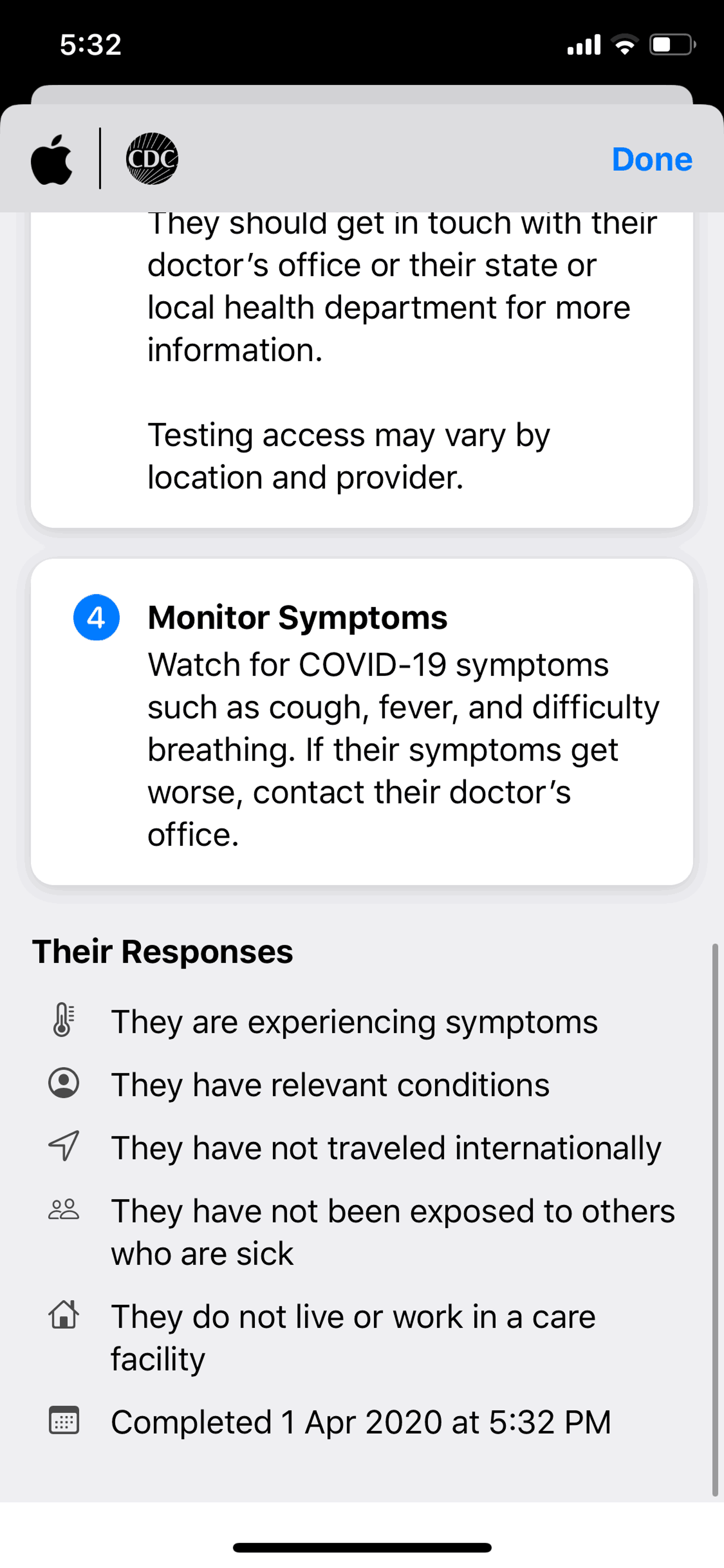 Apple COVID 19 iOS Health & Fitness interface screenshot 24