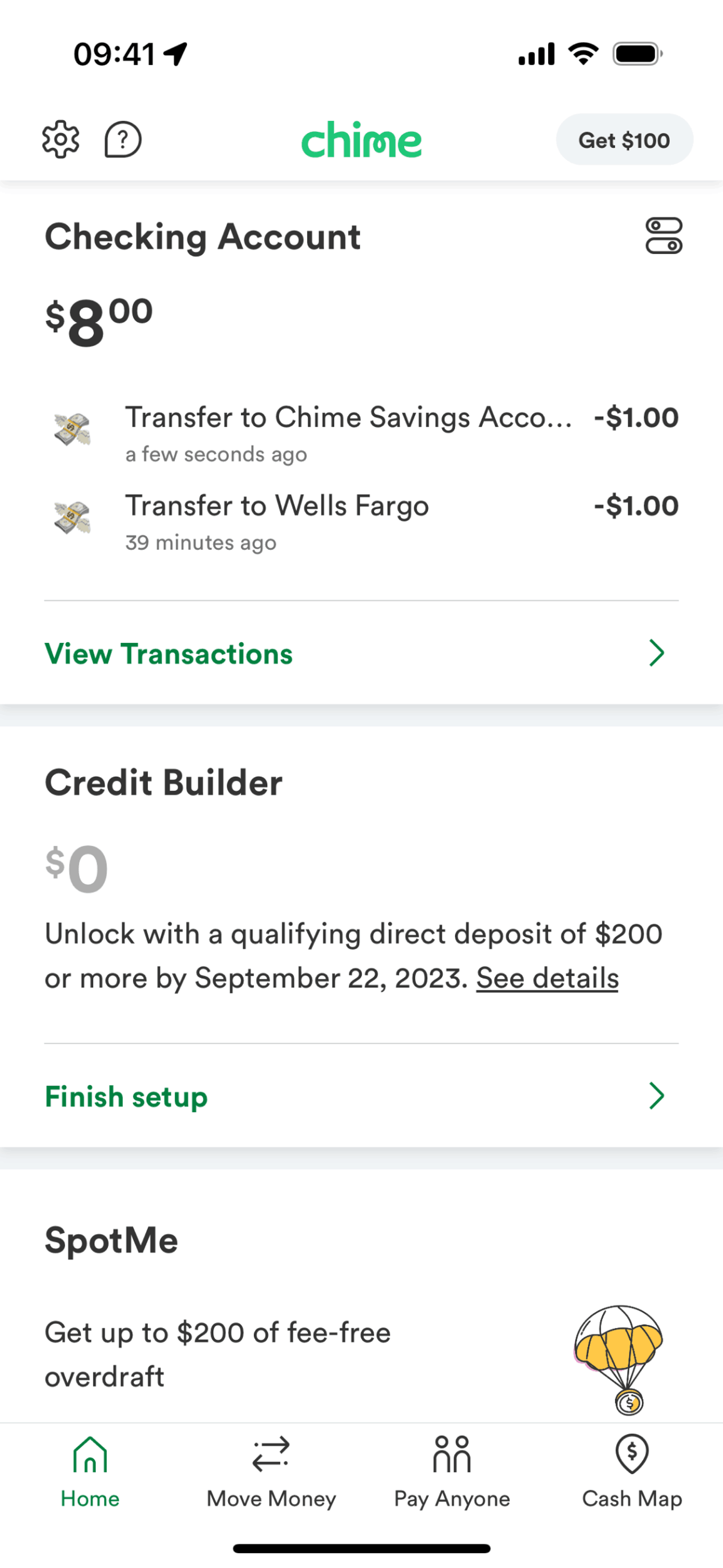 Chime iOS Finance interface screenshot 22