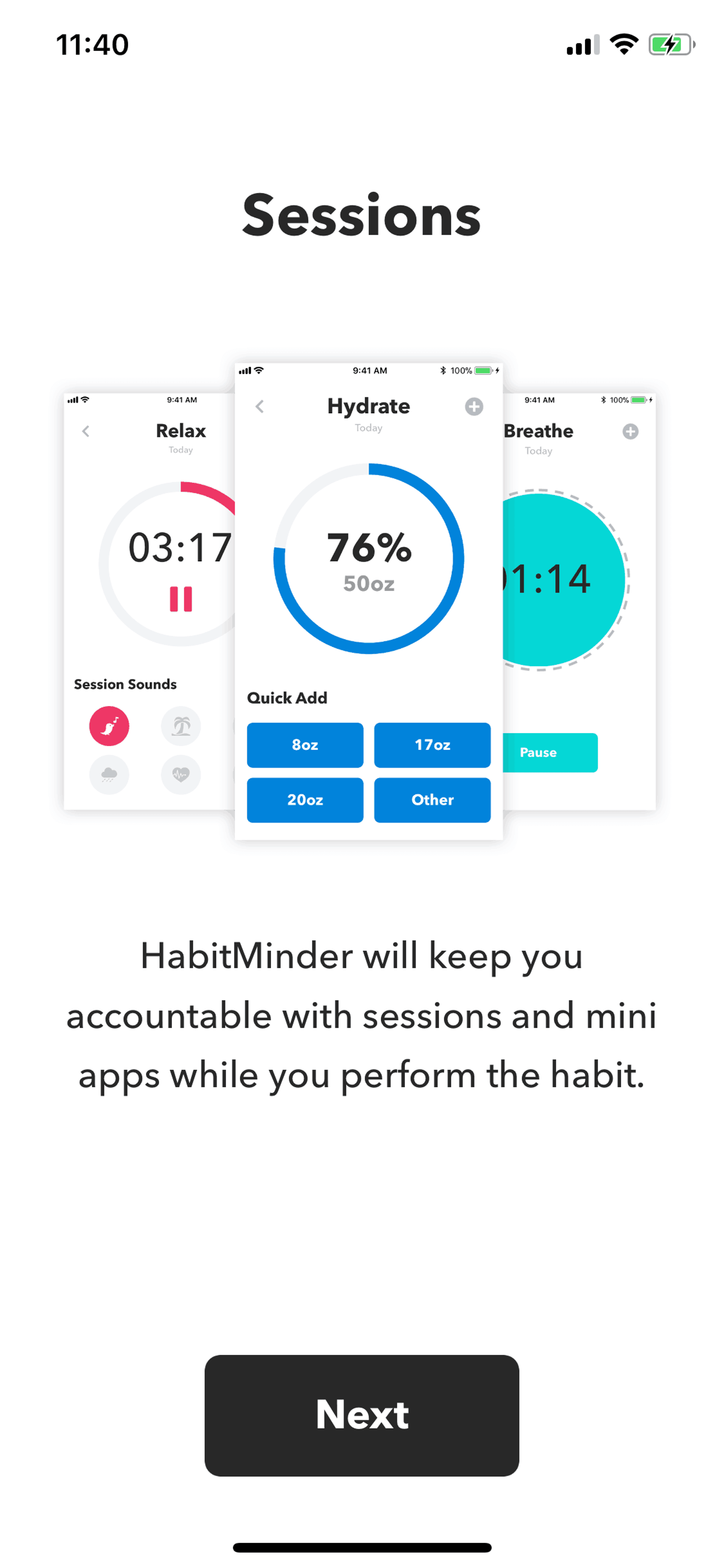 HabitMinder iOS Health & Fitness interface screenshot 3