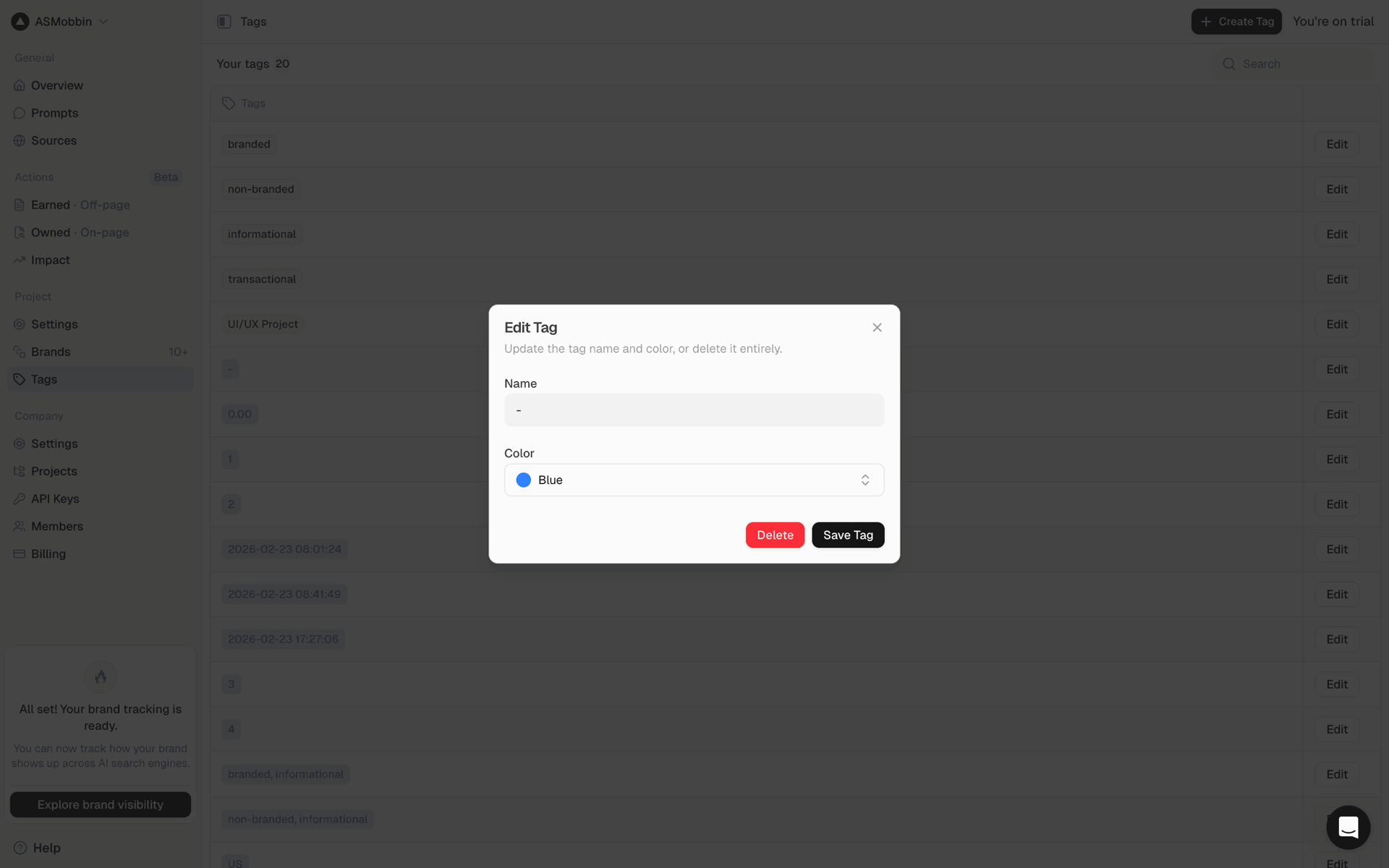 Peec AI Web Business interface screenshot 8