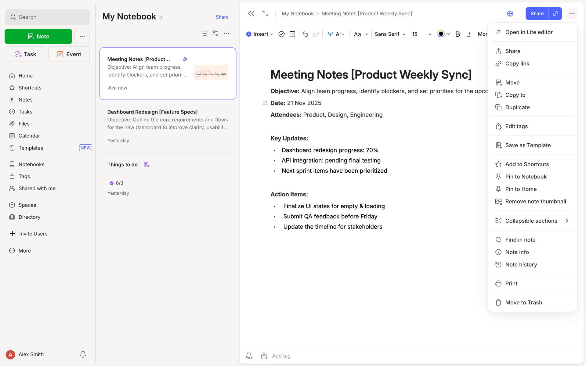Evernote Web Productivity interface screenshot 13