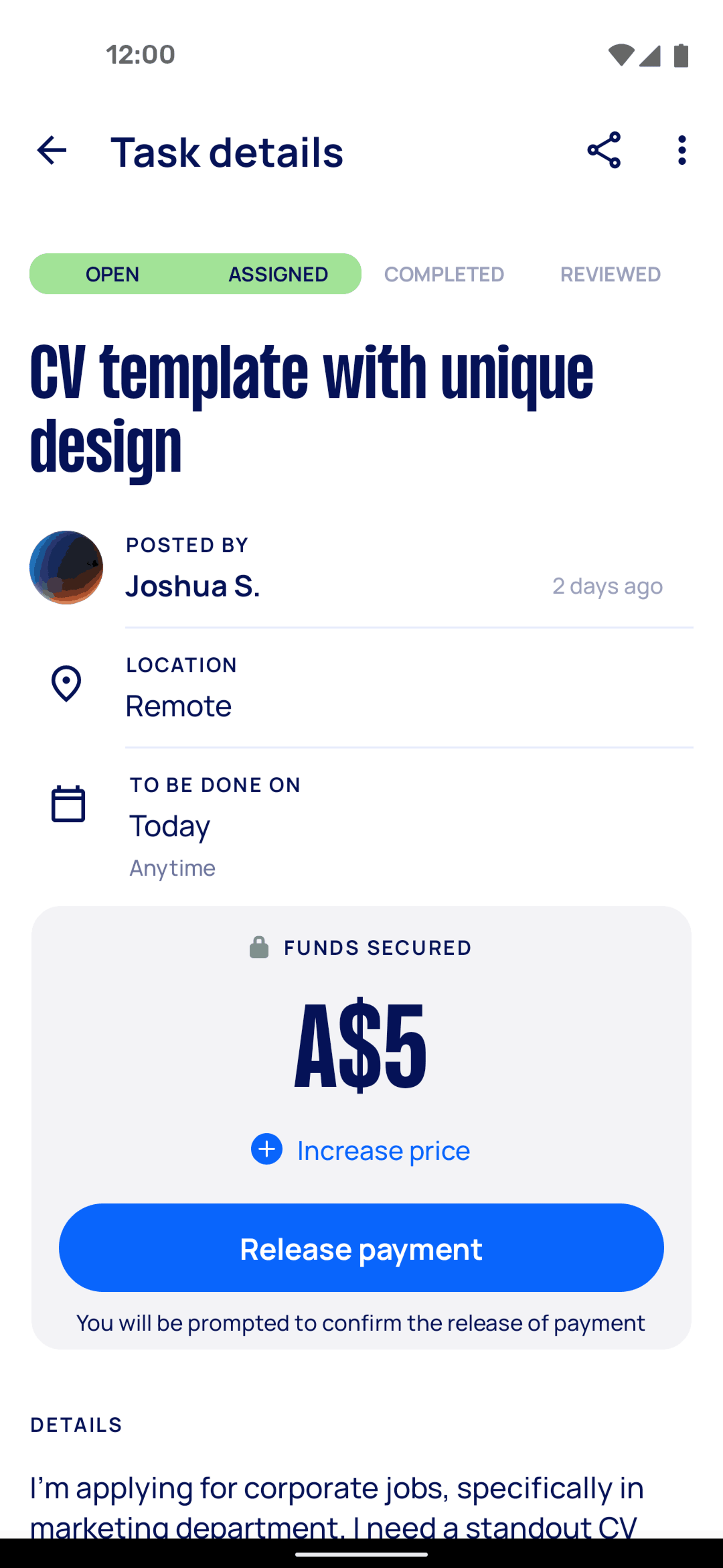Airtasker Android Business interface screenshot 5