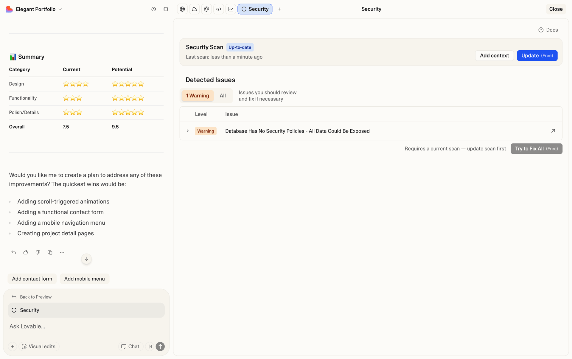 Lovable Web Developer Tools interface screenshot 7