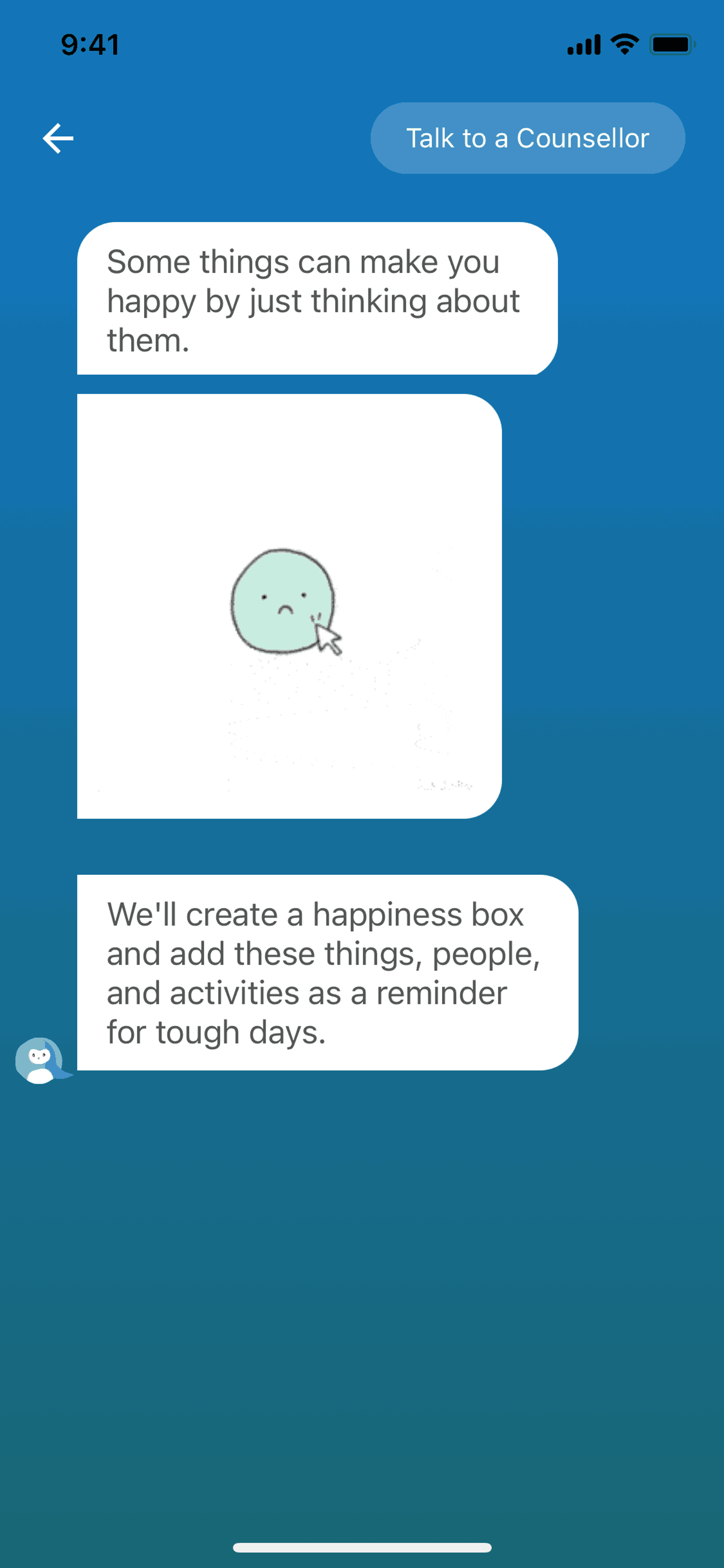 Wysa iOS AI interface screenshot 12