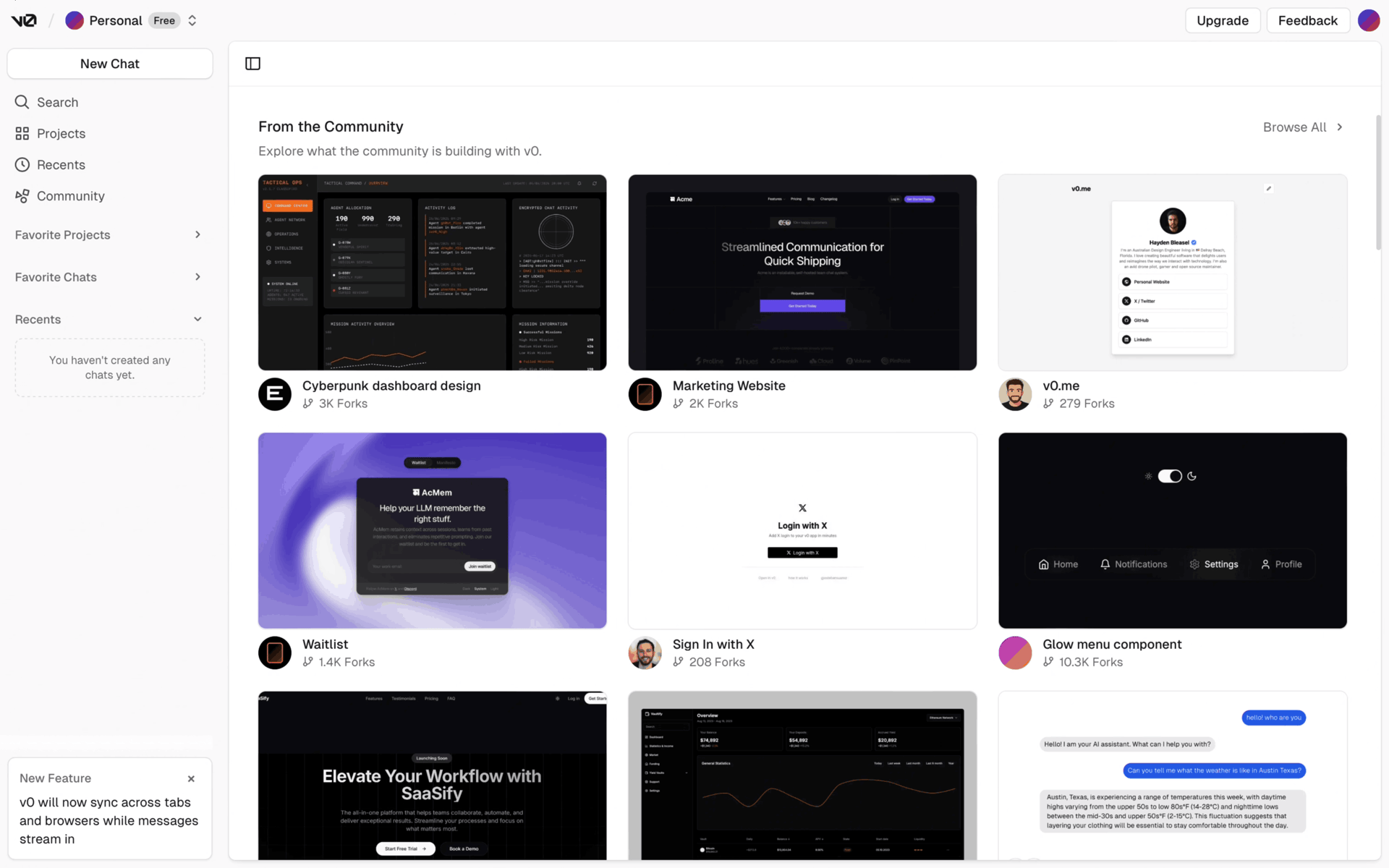 v0 Web AI interface screenshot 8