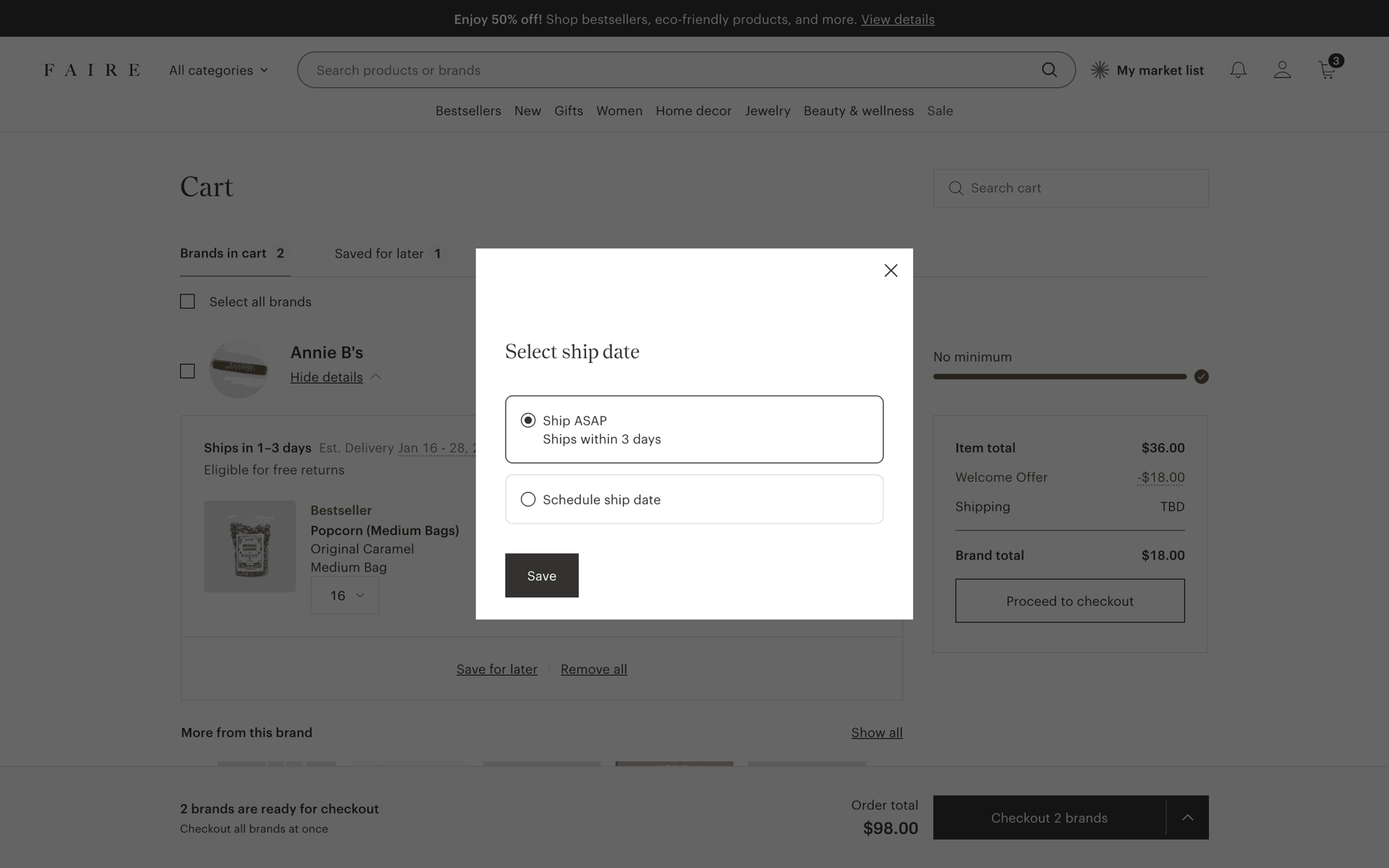 Faire Web Business interface screenshot 8