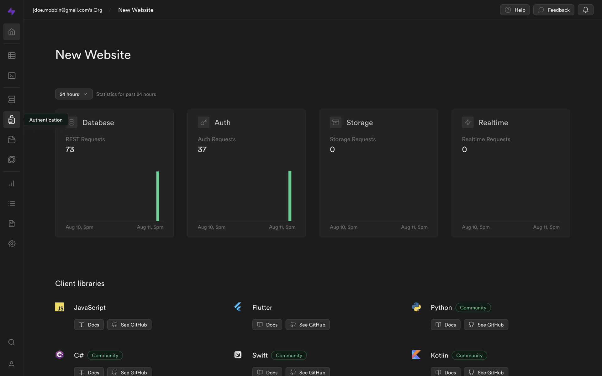 Supabase Web Developer Tools interface screenshot 20