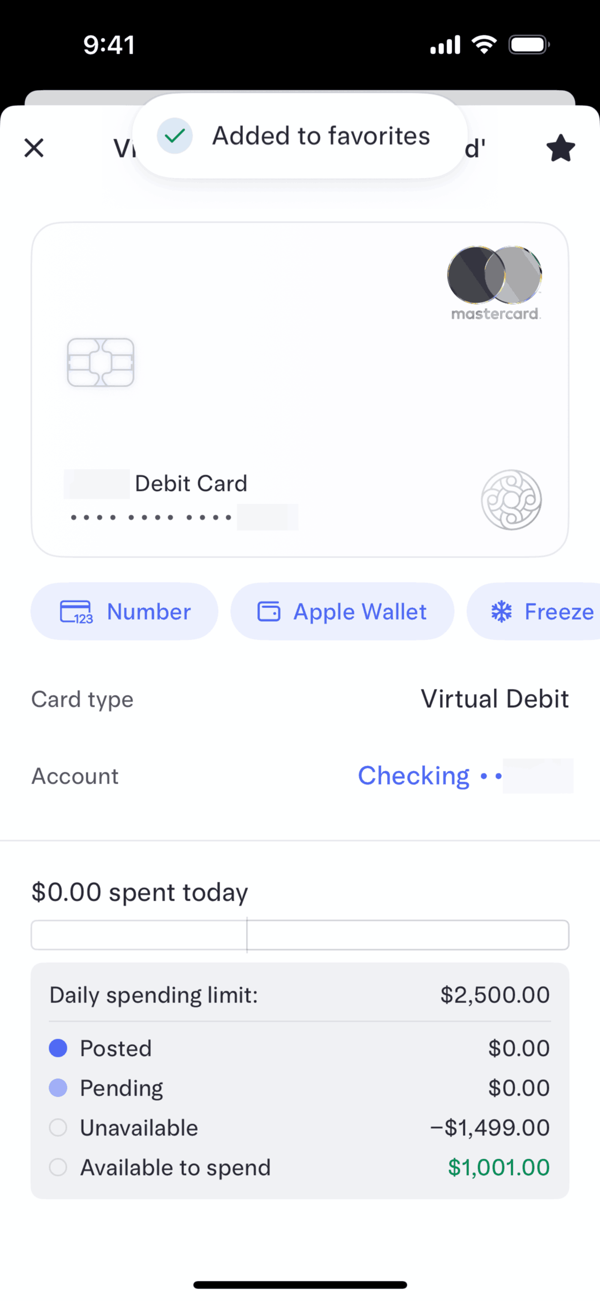 Mercury iOS Finance interface screenshot 4