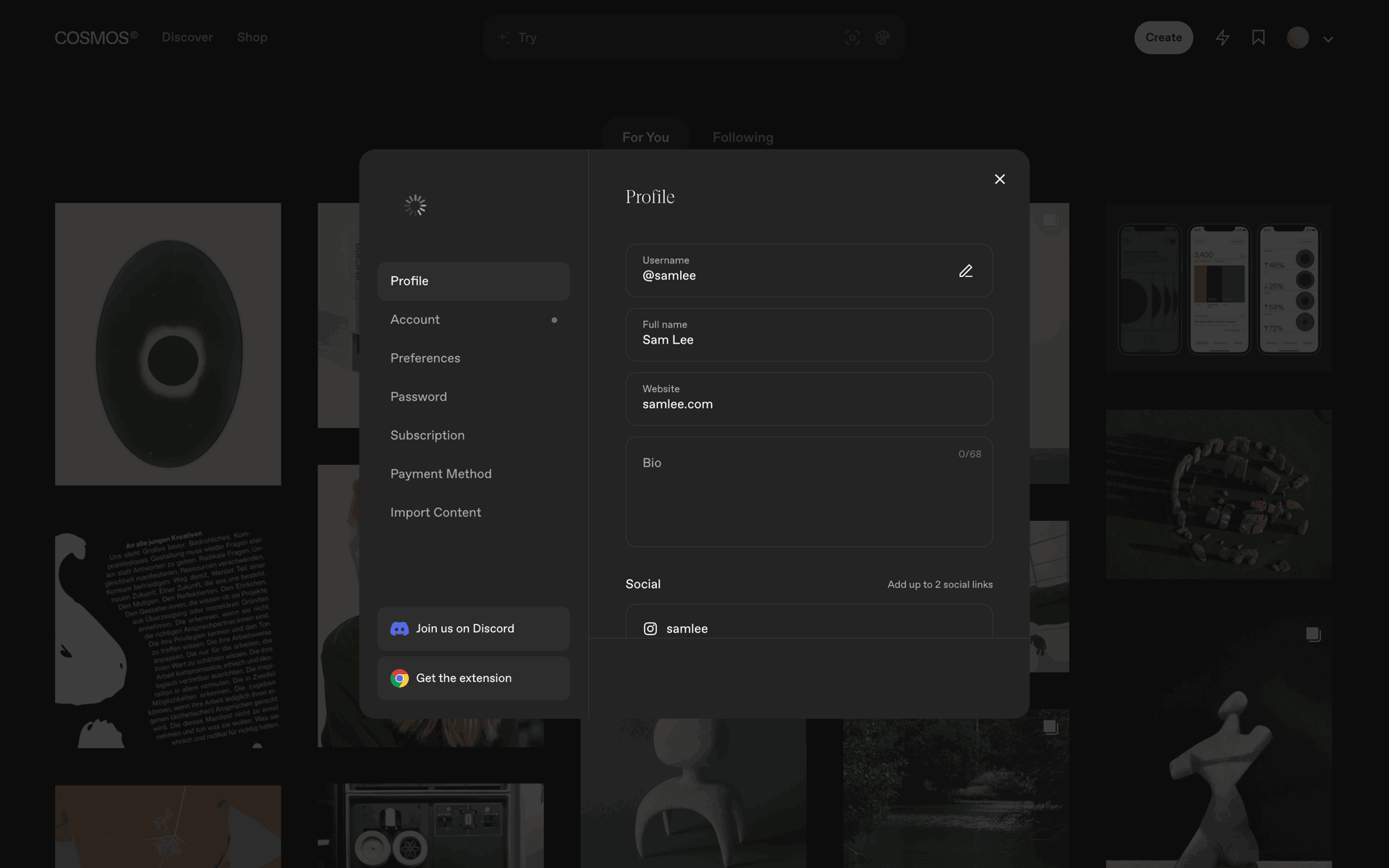Cosmos Web Photo & Video interface screenshot 13