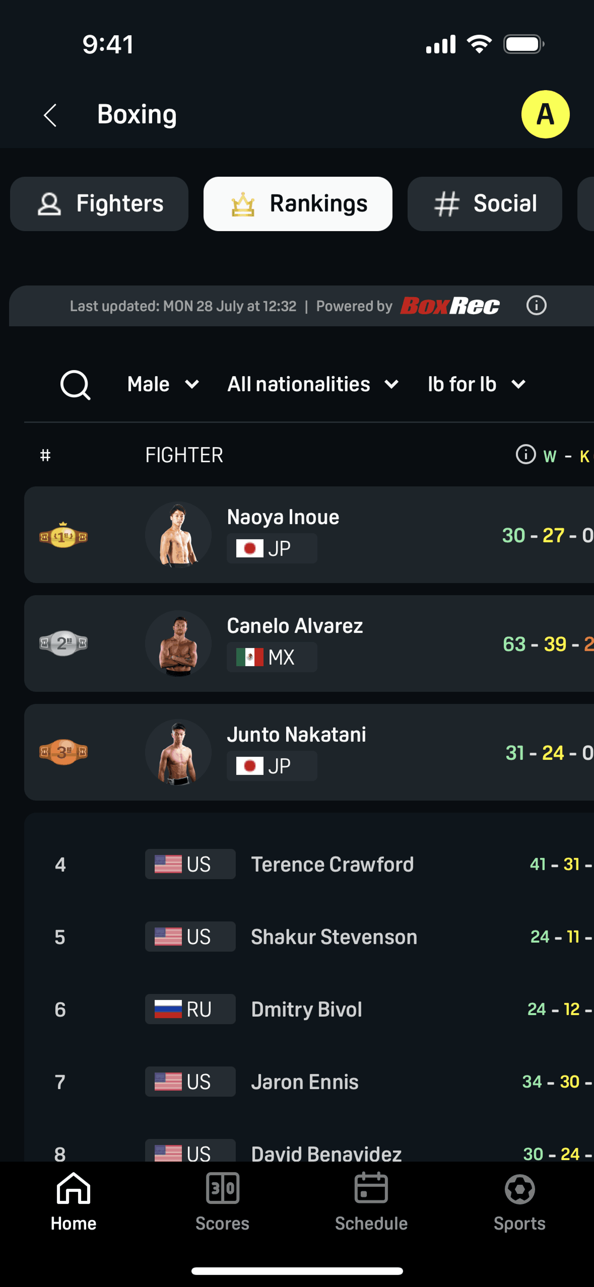 DAZN iOS Sports interface screenshot 14