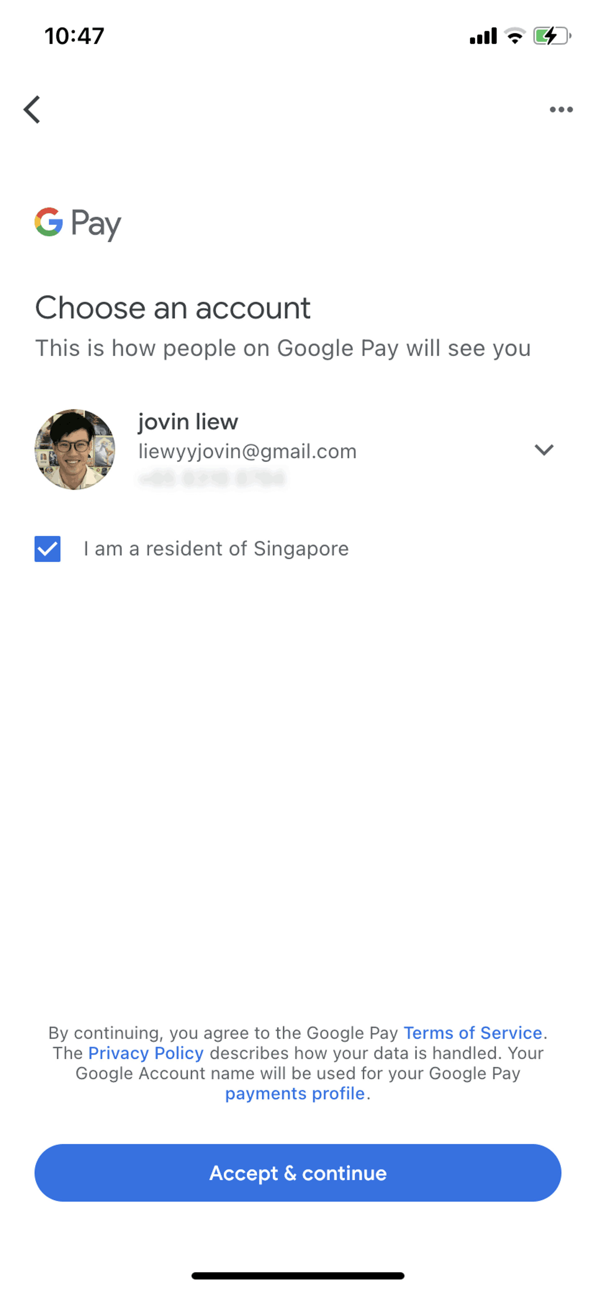 Google Pay iOS Finance interface screenshot 3