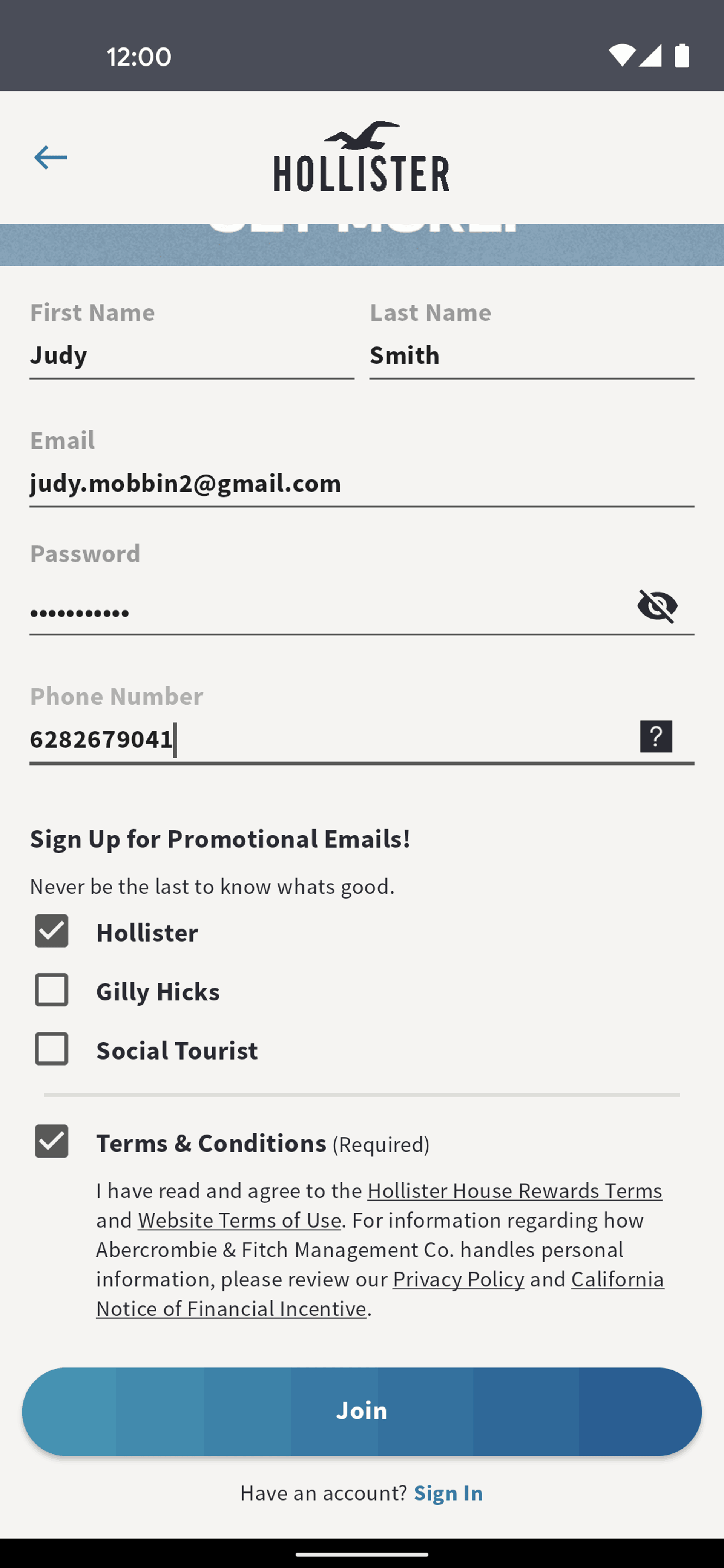 Hollister Co. Android Shopping interface screenshot 9