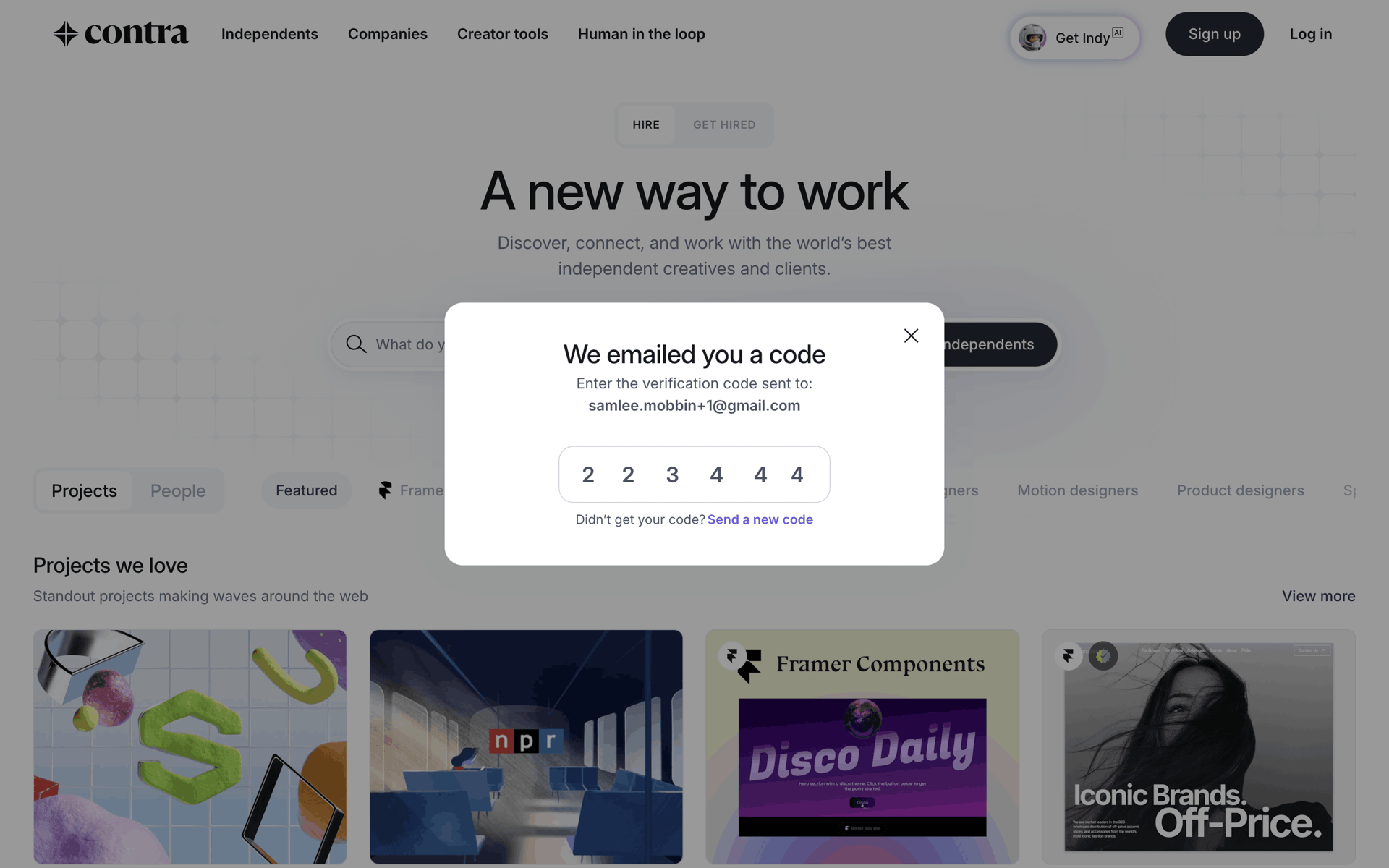 Onboarding (freelancer) on Contra (web) screen 5