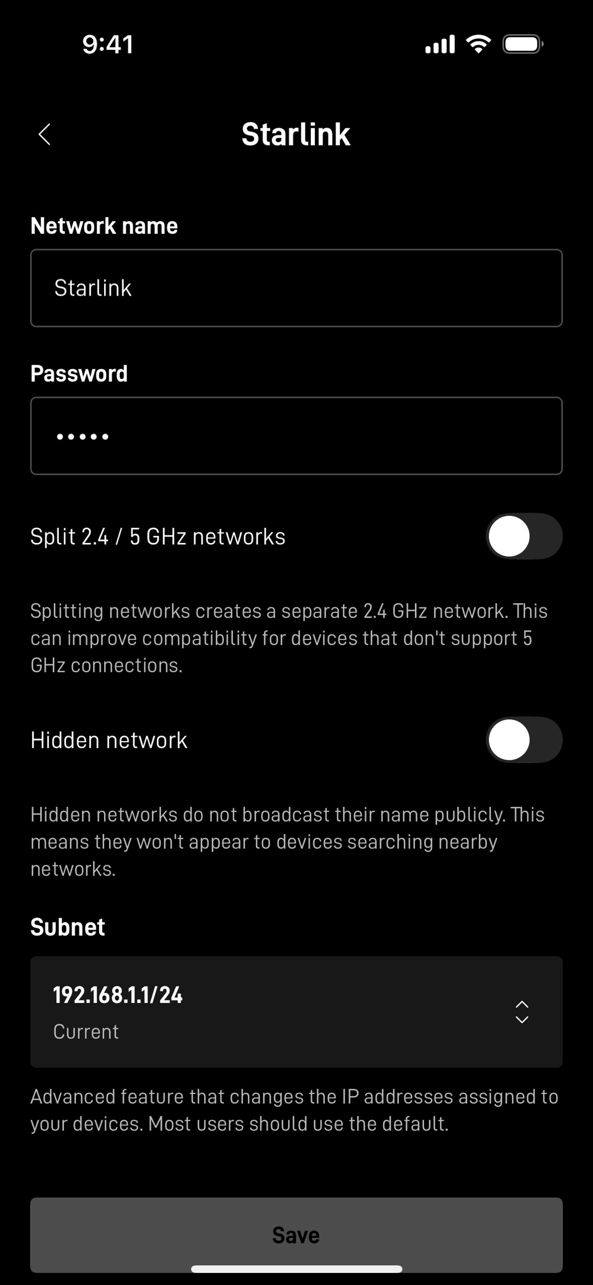 Starlink iOS Utilities interface screenshot 23