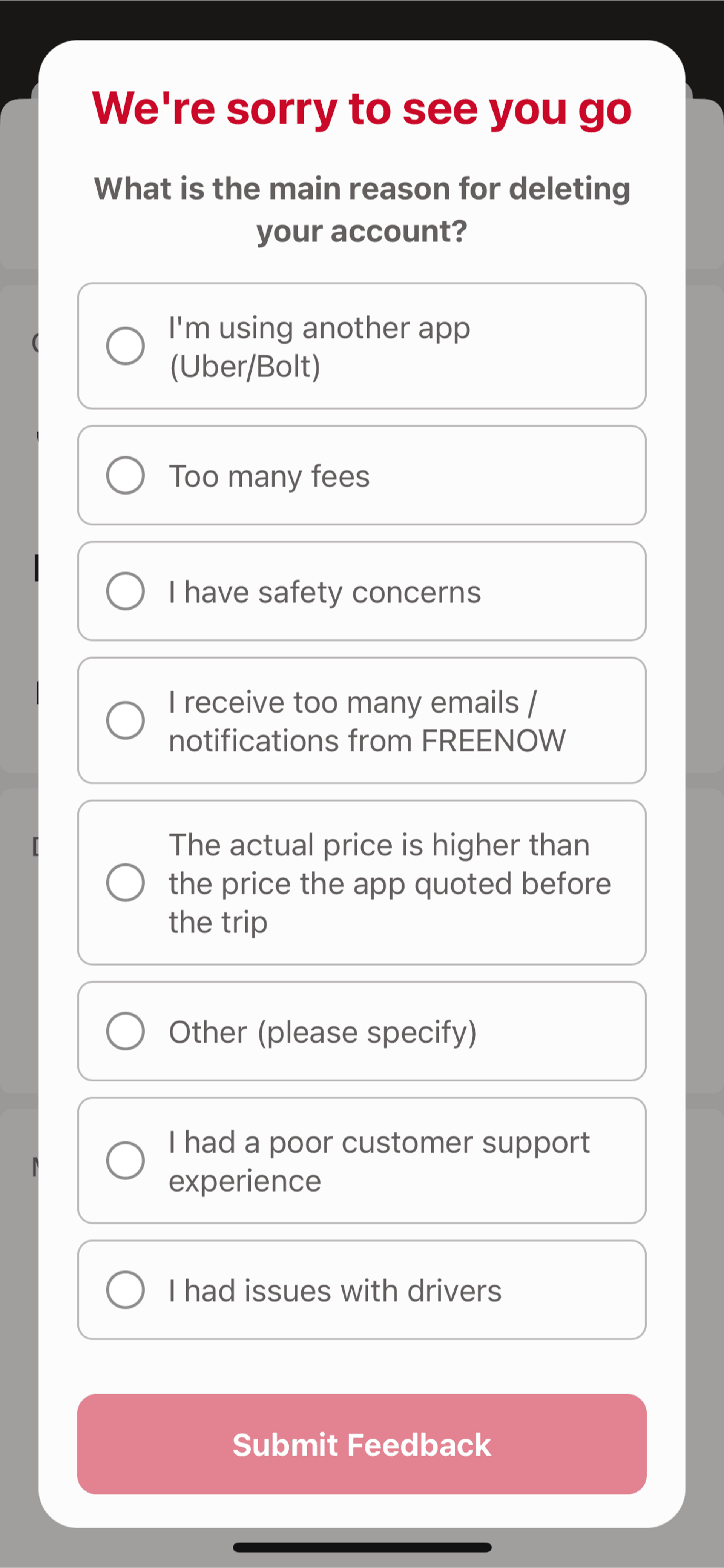 FREENOW iOS Travel & Transportation interface screenshot 16