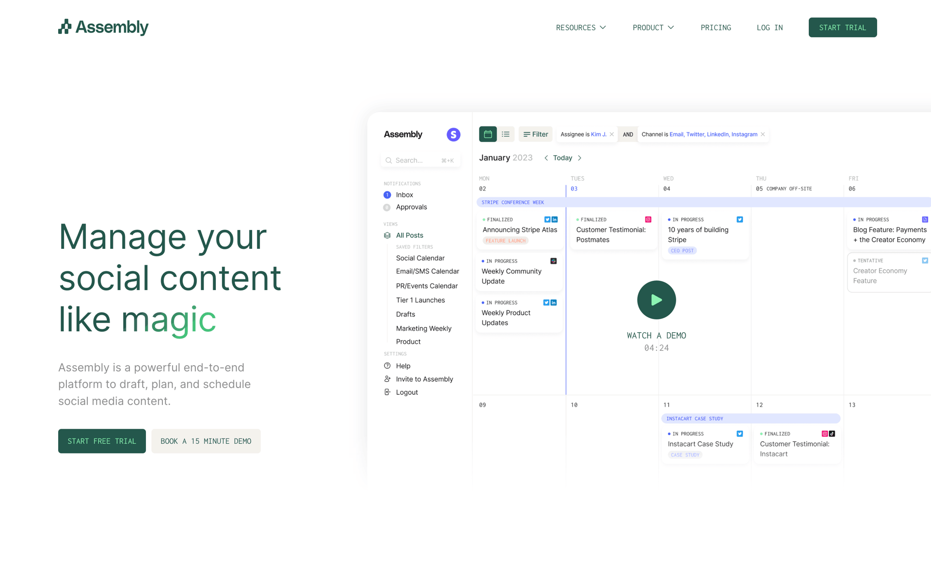Assembly Web Productivity interface screenshot 1