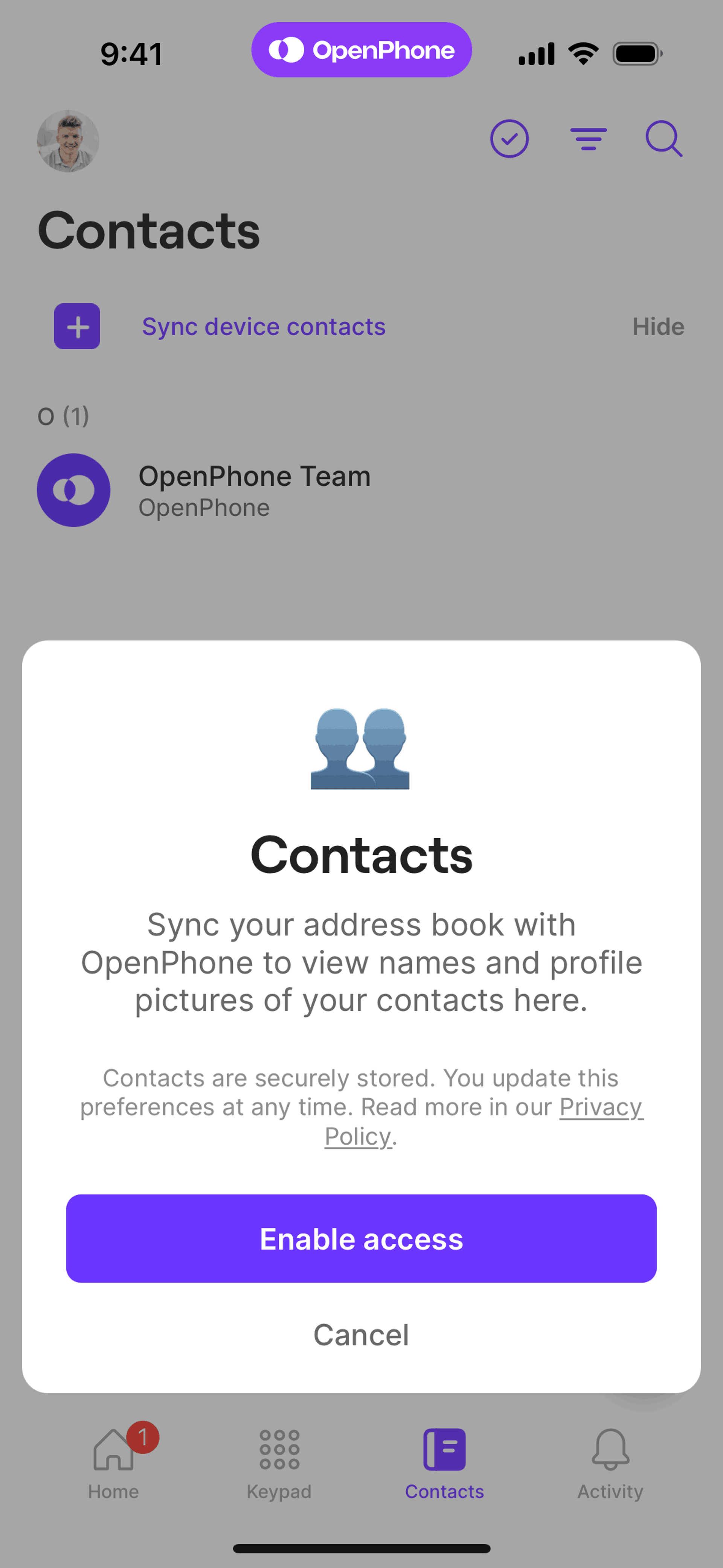 OpenPhone iOS Business interface screenshot 4