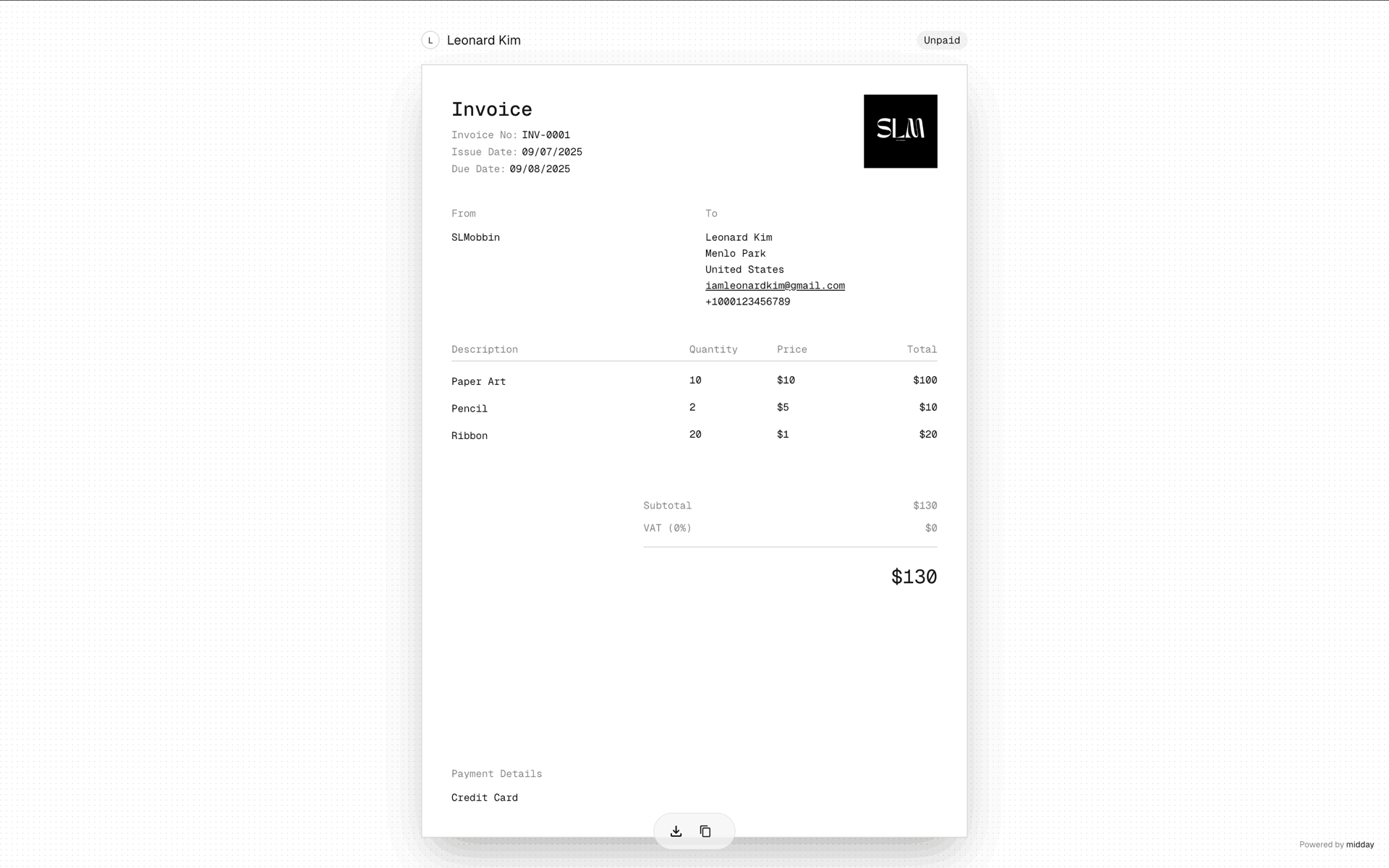 Midday Web Finance interface screenshot 9